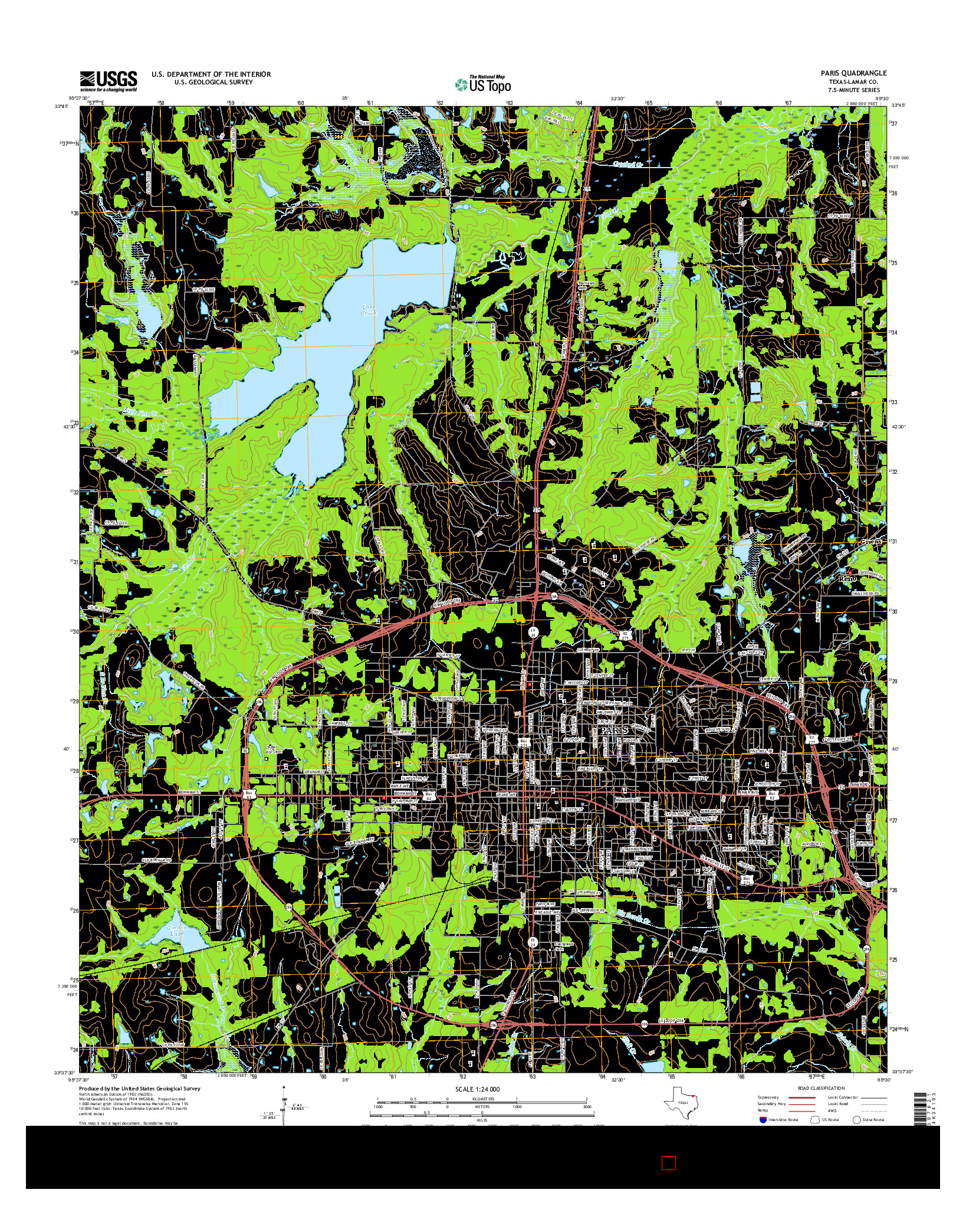 USGS US TOPO 7.5-MINUTE MAP FOR PARIS, TX 2016