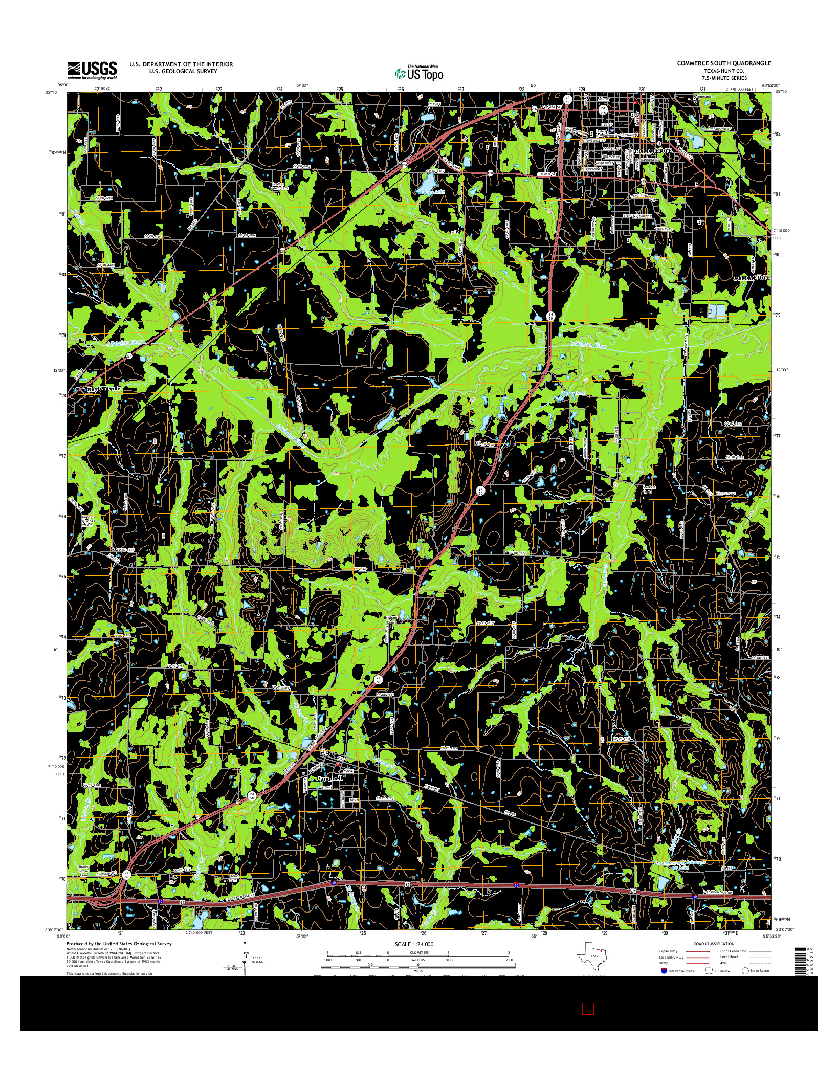 USGS US TOPO 7.5-MINUTE MAP FOR COMMERCE SOUTH, TX 2016