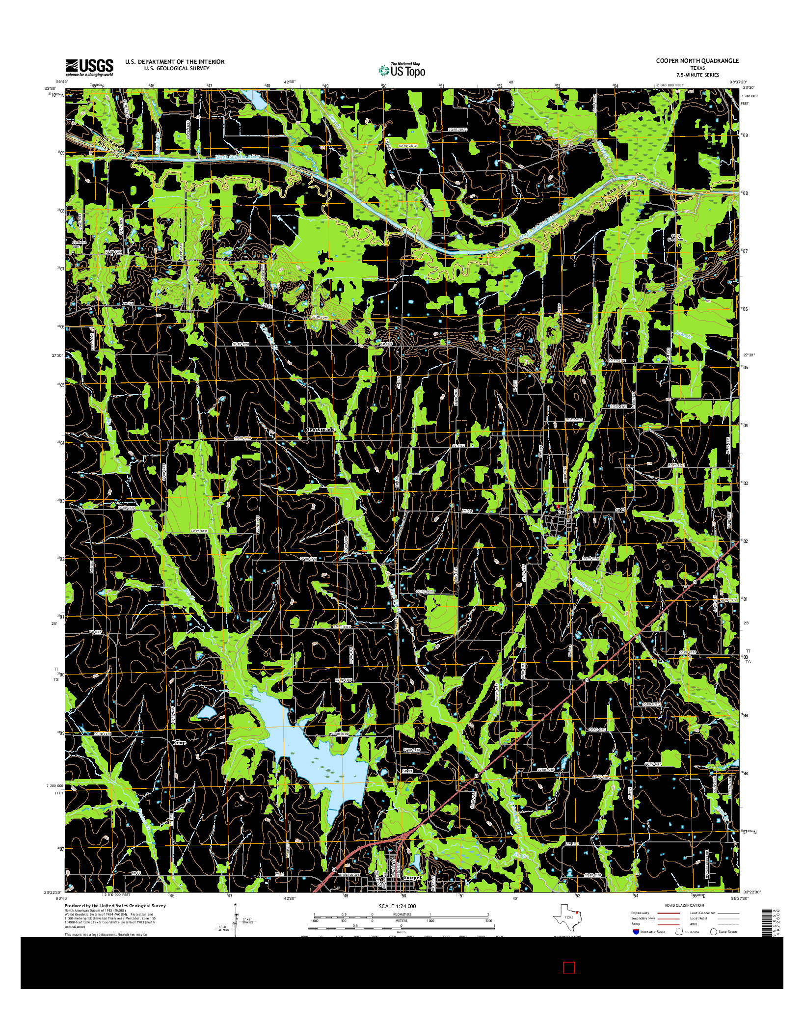 USGS US TOPO 7.5-MINUTE MAP FOR COOPER NORTH, TX 2016