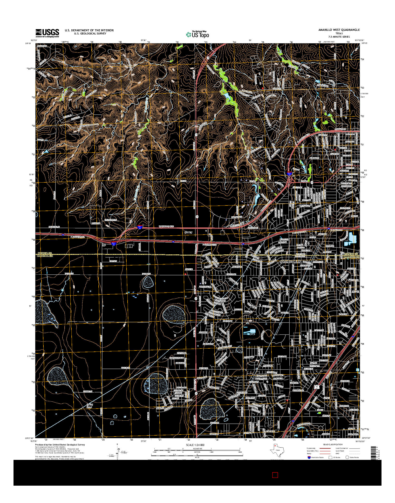 USGS US TOPO 7.5-MINUTE MAP FOR AMARILLO WEST, TX 2016