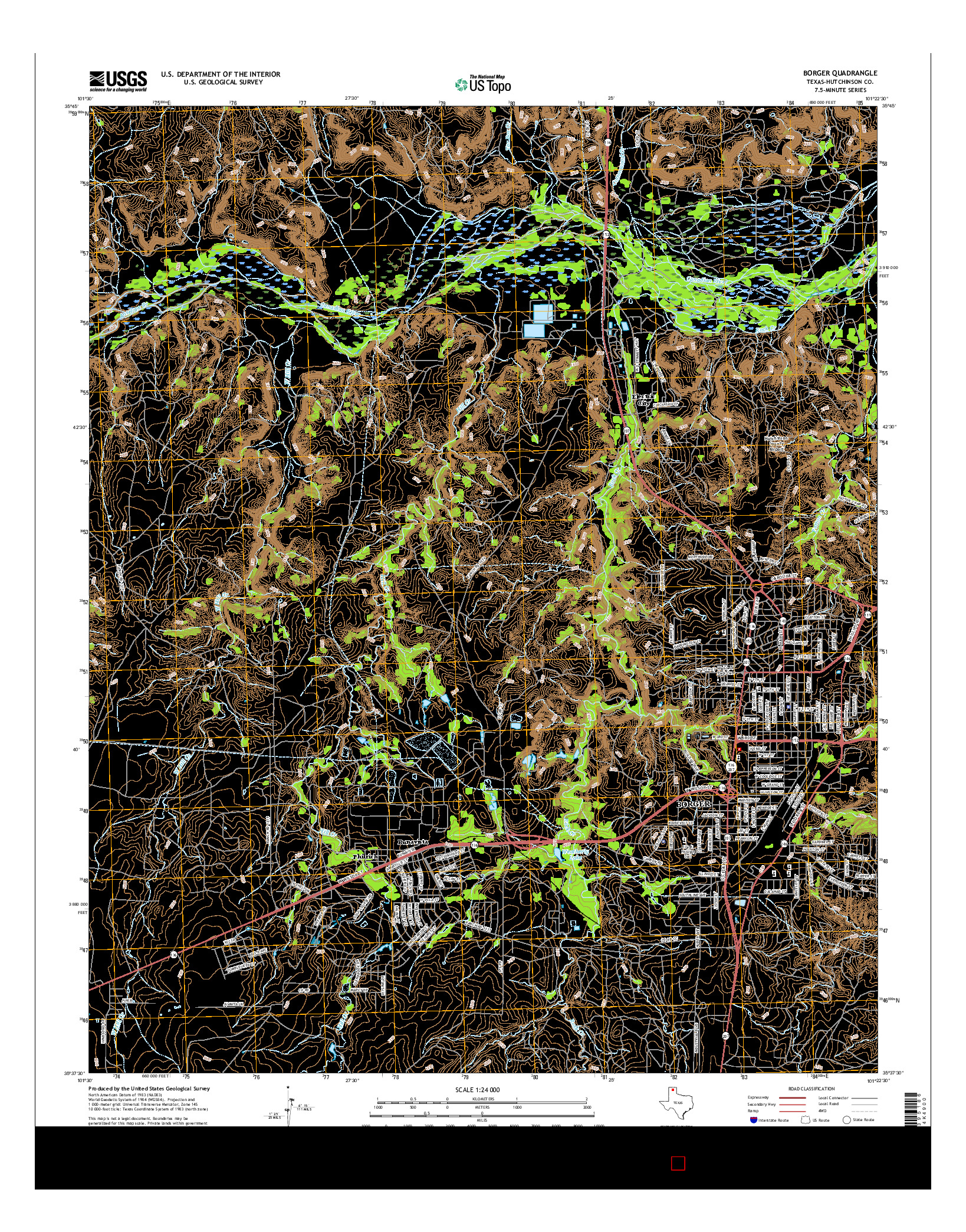 USGS US TOPO 7.5-MINUTE MAP FOR BORGER, TX 2016