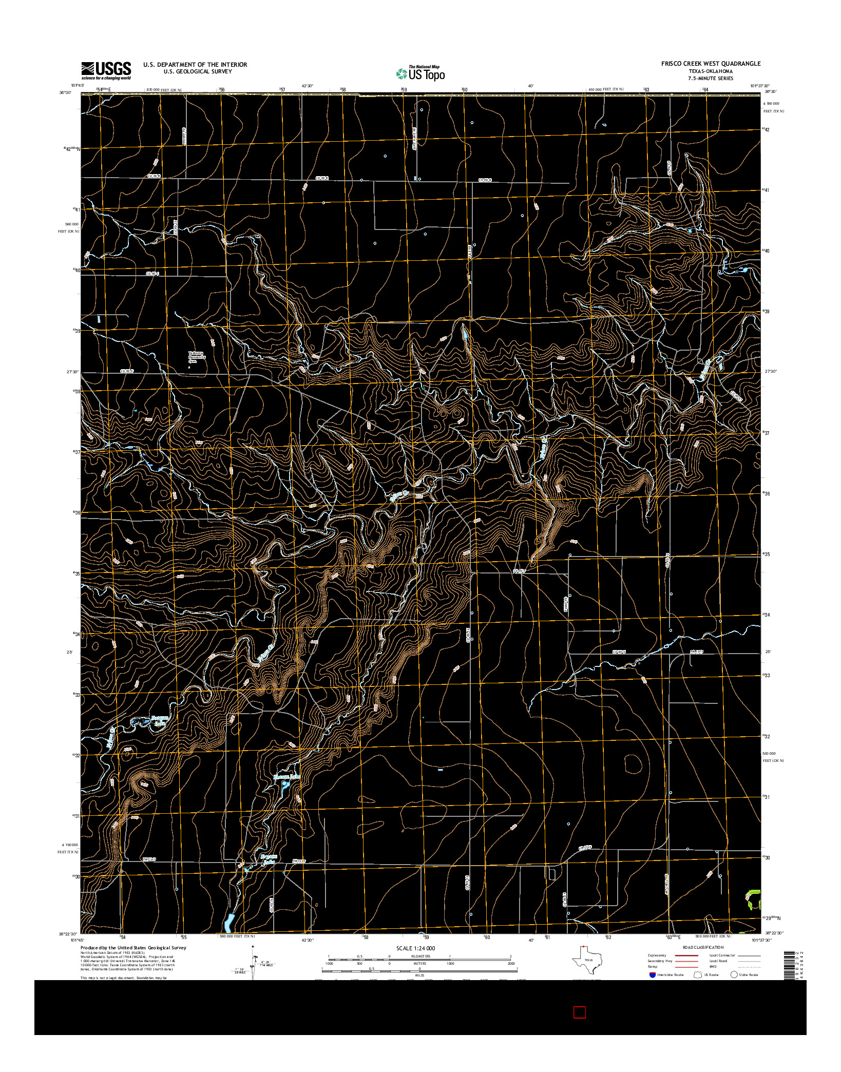 USGS US TOPO 7.5-MINUTE MAP FOR FRISCO CREEK WEST, TX-OK 2016