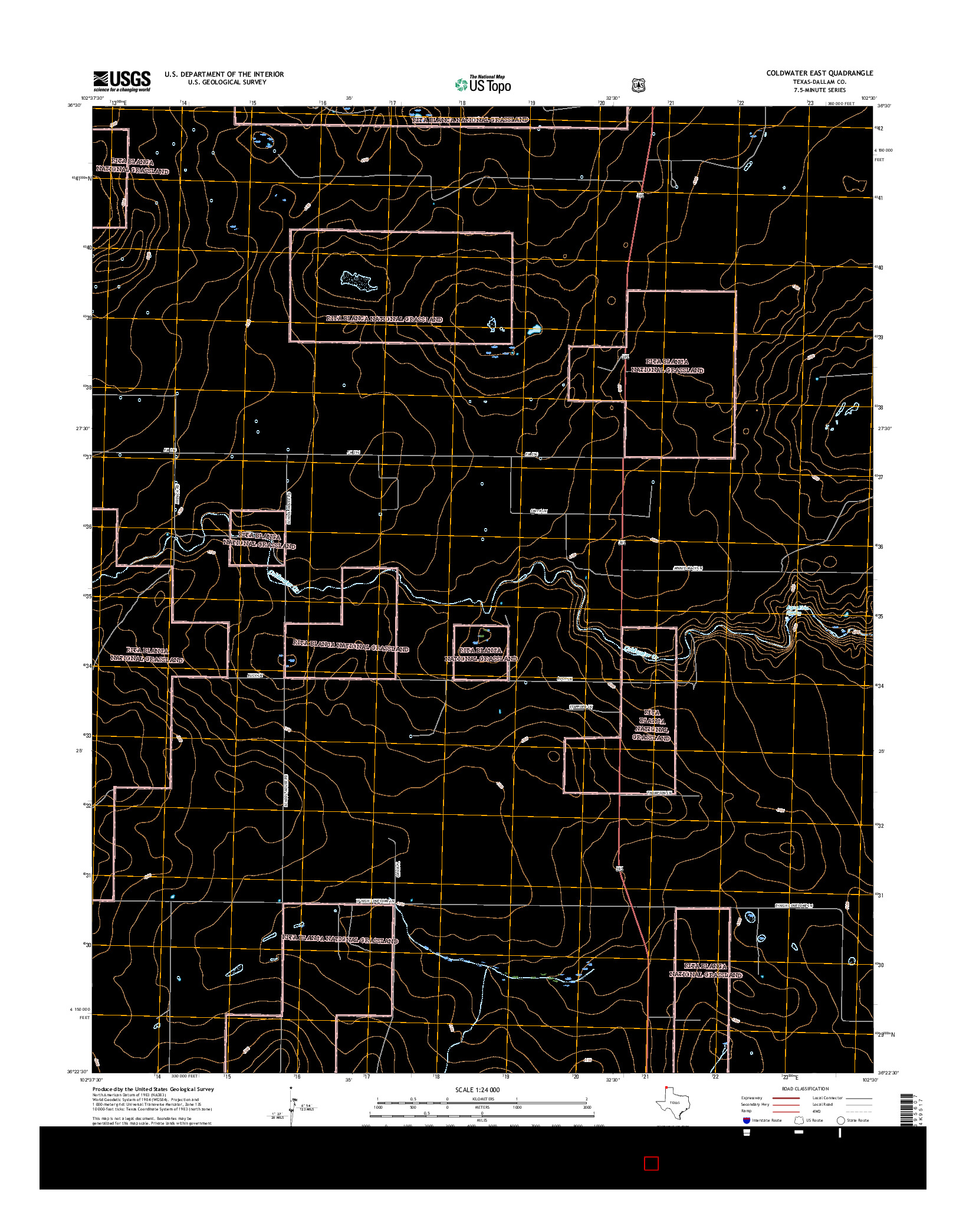 USGS US TOPO 7.5-MINUTE MAP FOR COLDWATER EAST, TX 2016