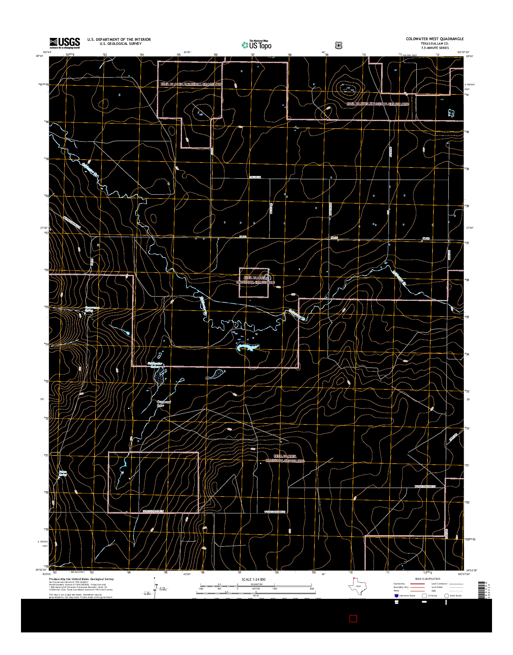 USGS US TOPO 7.5-MINUTE MAP FOR COLDWATER WEST, TX 2016