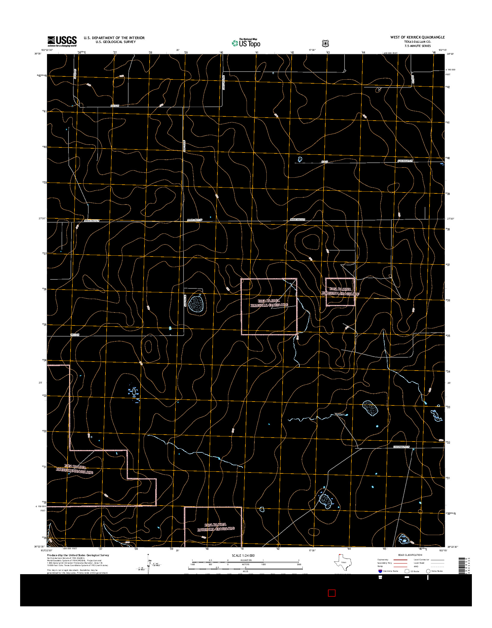 USGS US TOPO 7.5-MINUTE MAP FOR WEST OF KERRICK, TX 2016