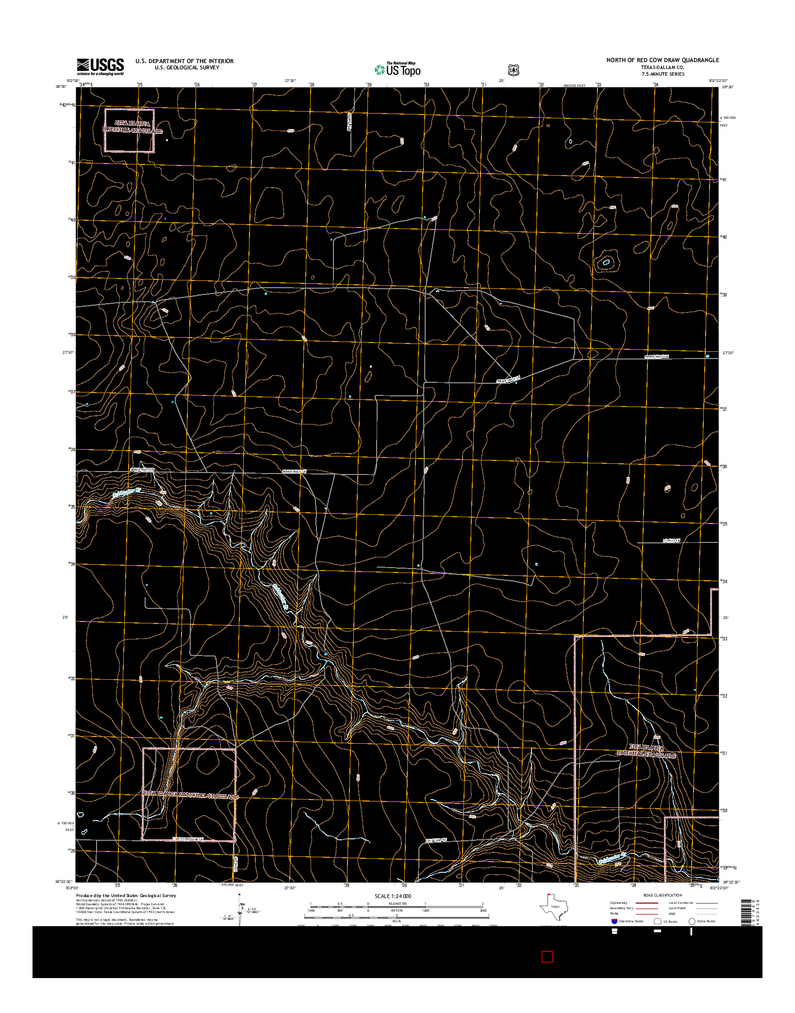 USGS US TOPO 7.5-MINUTE MAP FOR NORTH OF RED COW DRAW, TX 2016