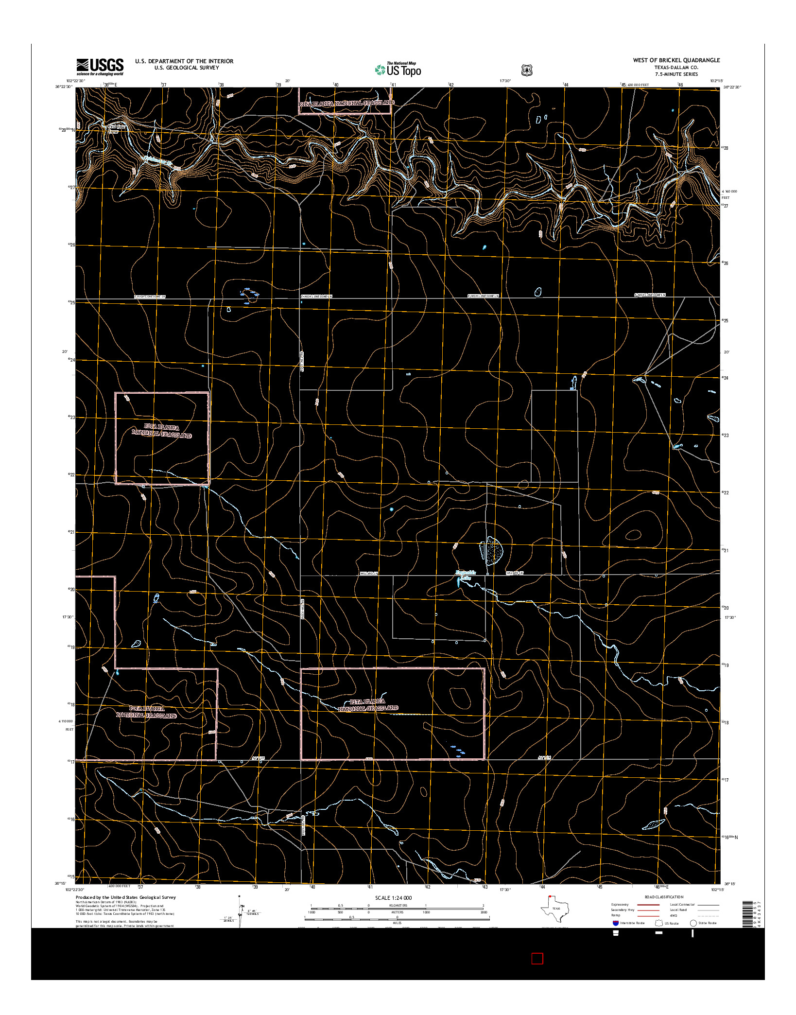 USGS US TOPO 7.5-MINUTE MAP FOR WEST OF BRICKEL, TX 2016