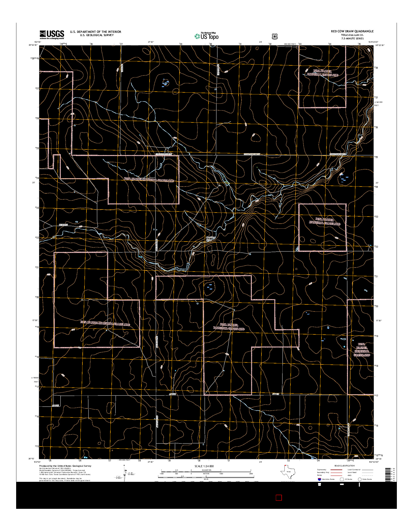 USGS US TOPO 7.5-MINUTE MAP FOR RED COW DRAW, TX 2016