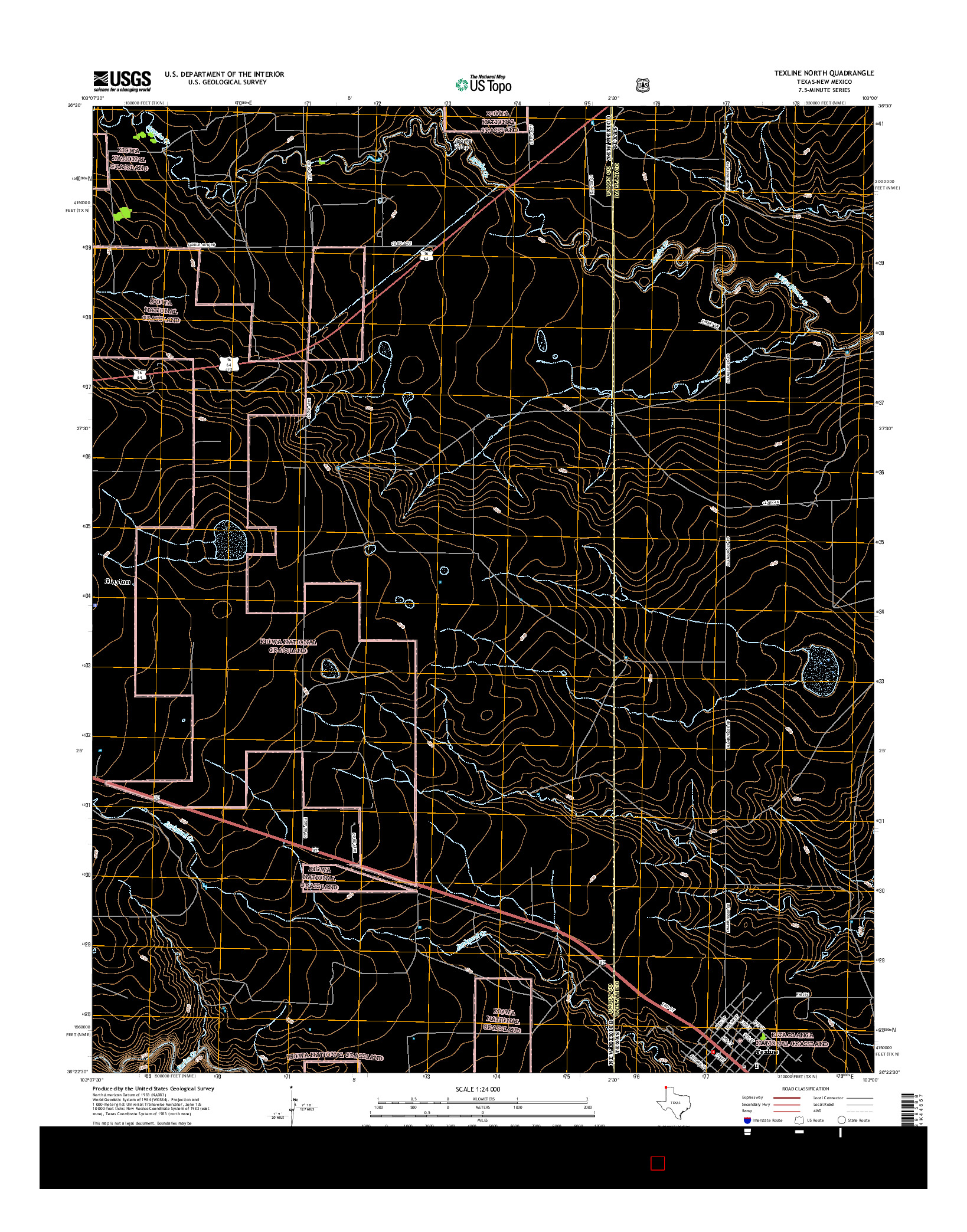 USGS US TOPO 7.5-MINUTE MAP FOR TEXLINE NORTH, TX-NM 2016
