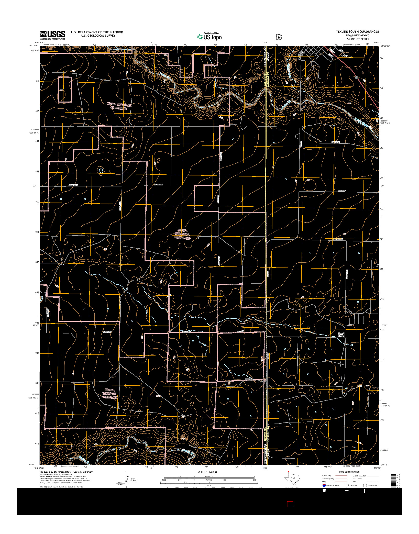USGS US TOPO 7.5-MINUTE MAP FOR TEXLINE SOUTH, TX-NM 2016