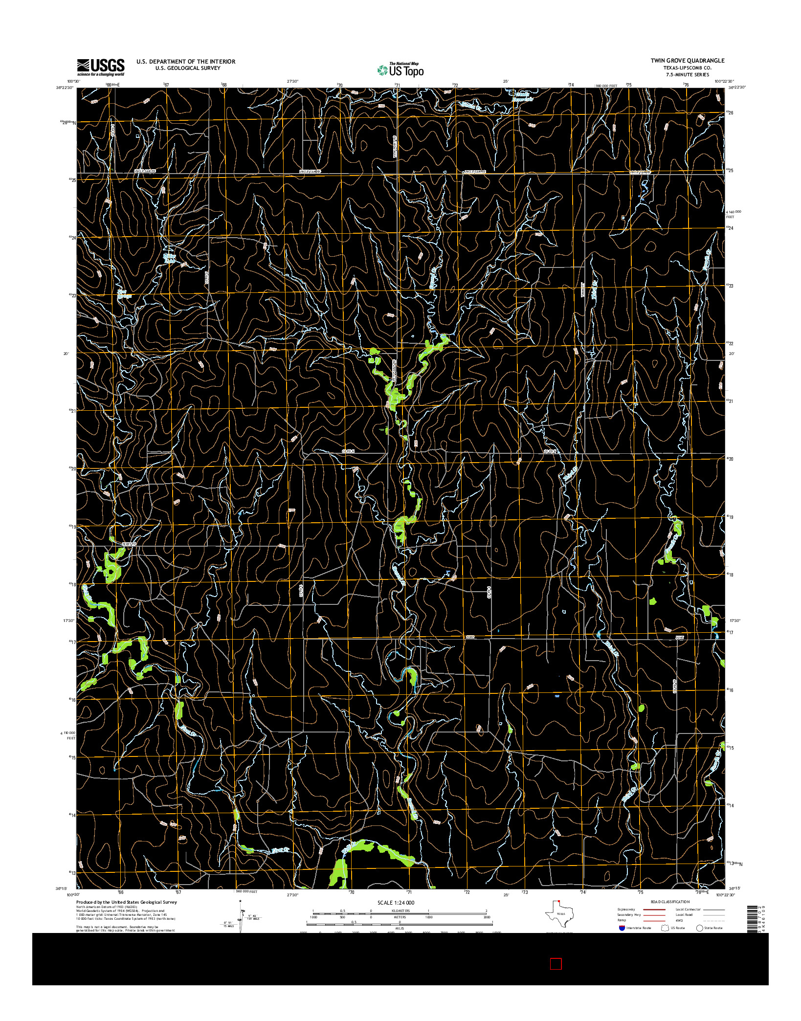 USGS US TOPO 7.5-MINUTE MAP FOR TWIN GROVE, TX 2016