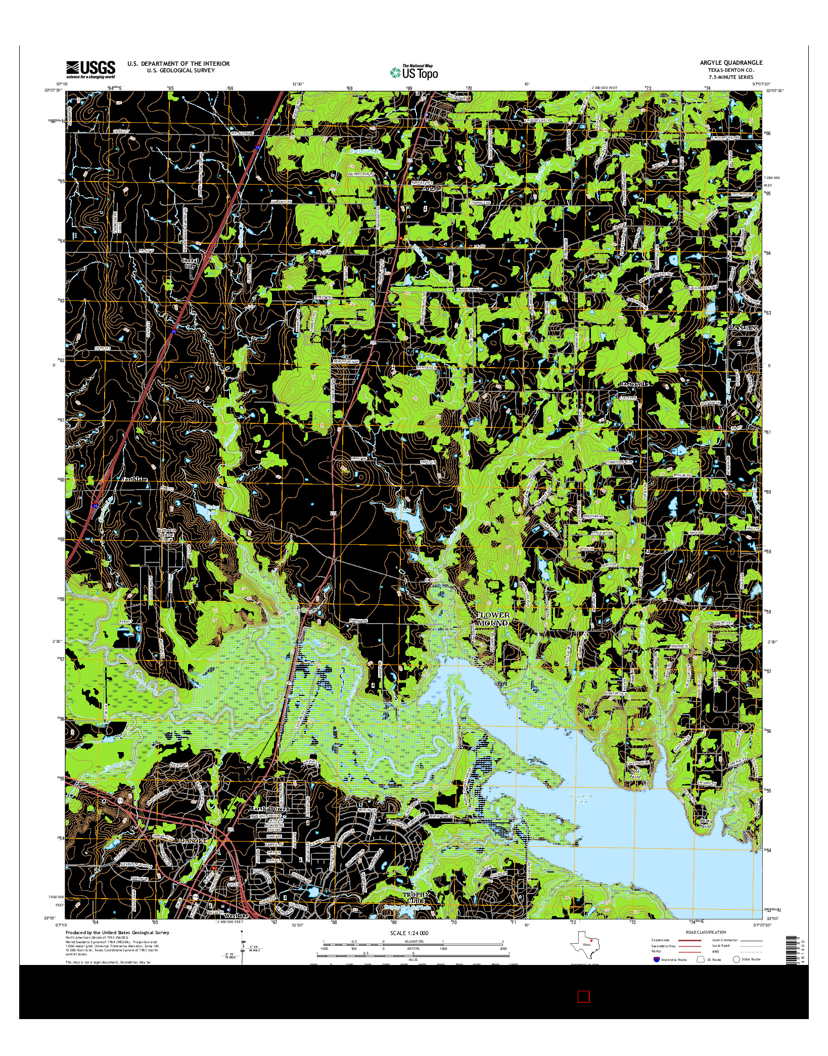 USGS US TOPO 7.5-MINUTE MAP FOR ARGYLE, TX 2016