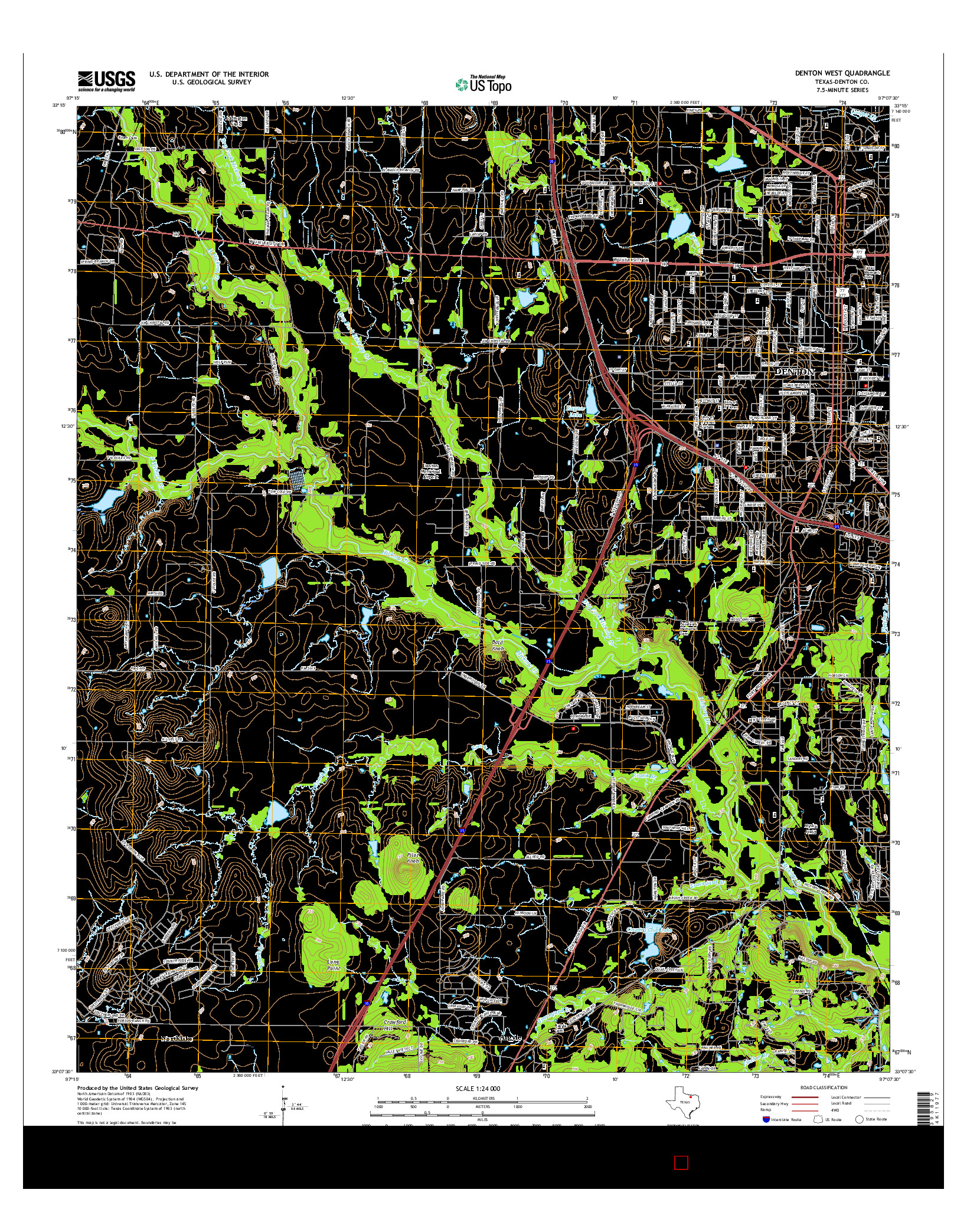 USGS US TOPO 7.5-MINUTE MAP FOR DENTON WEST, TX 2016