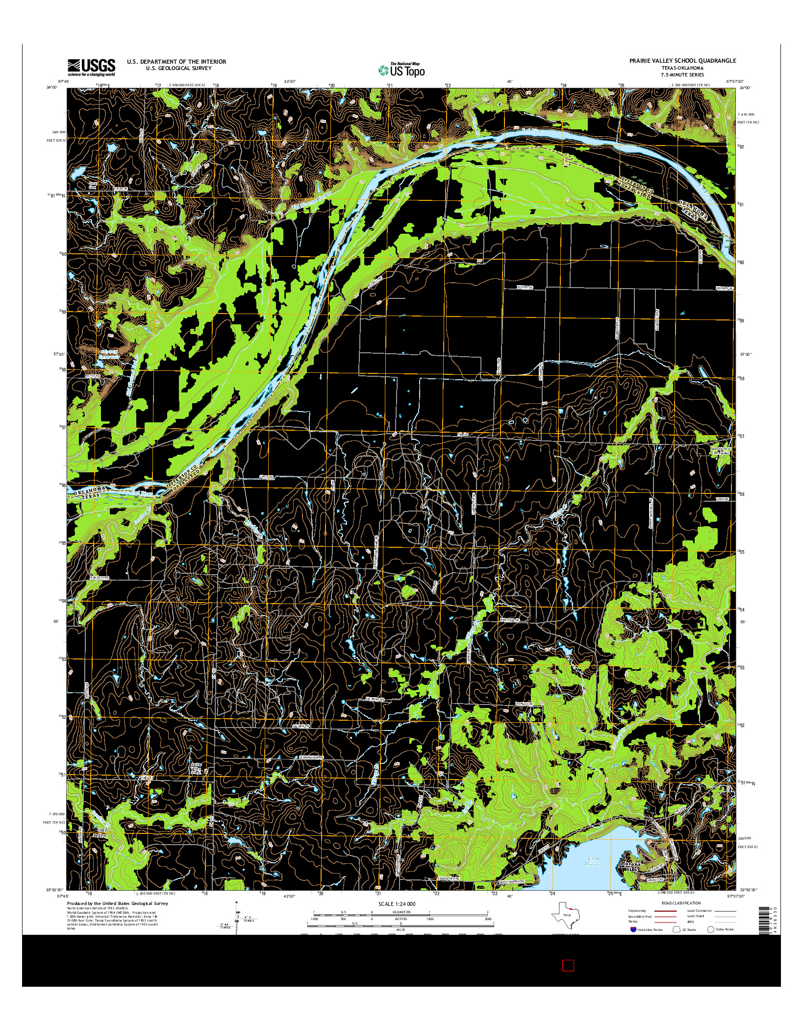 USGS US TOPO 7.5-MINUTE MAP FOR PRAIRIE VALLEY SCHOOL, TX-OK 2016