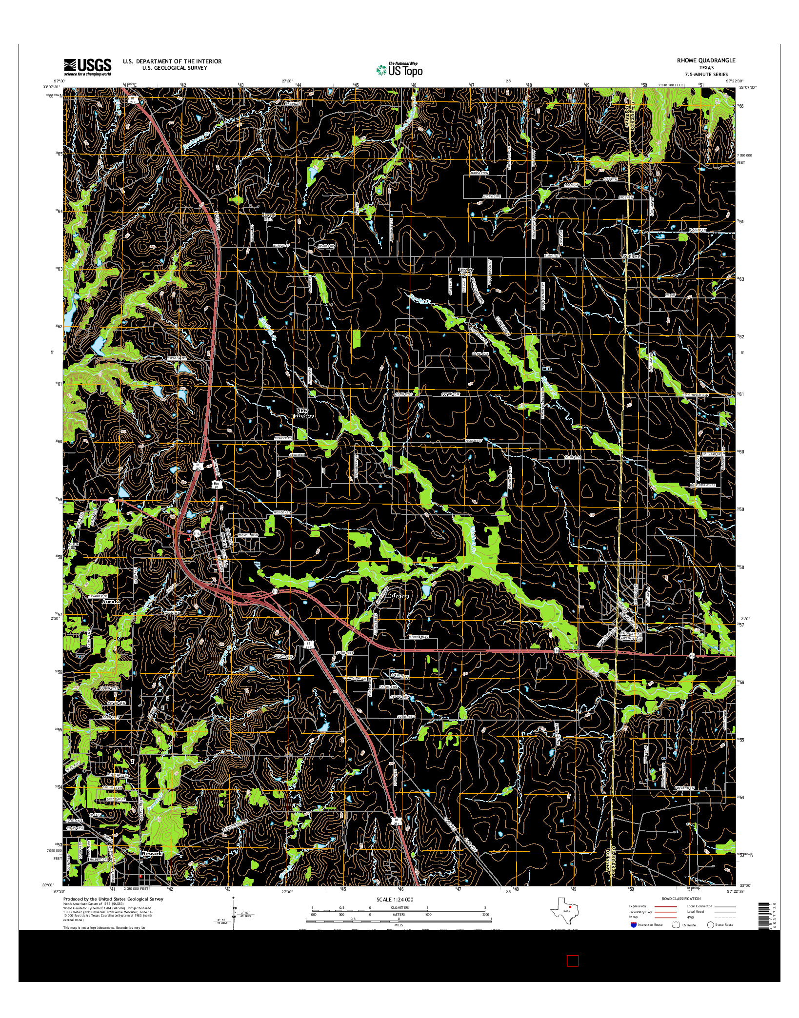 USGS US TOPO 7.5-MINUTE MAP FOR RHOME, TX 2016