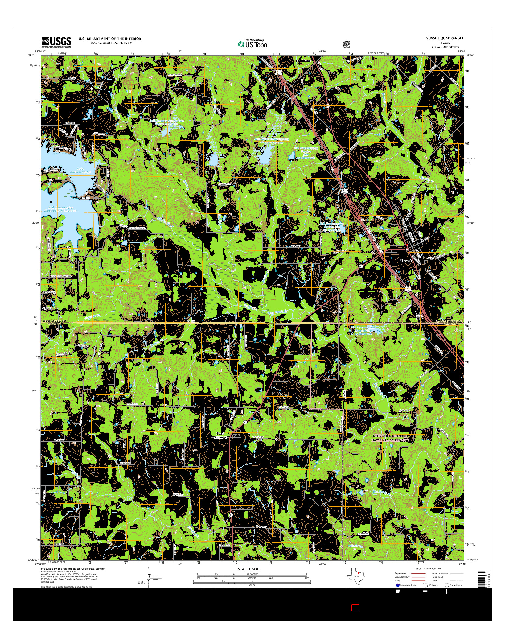 USGS US TOPO 7.5-MINUTE MAP FOR SUNSET, TX 2016