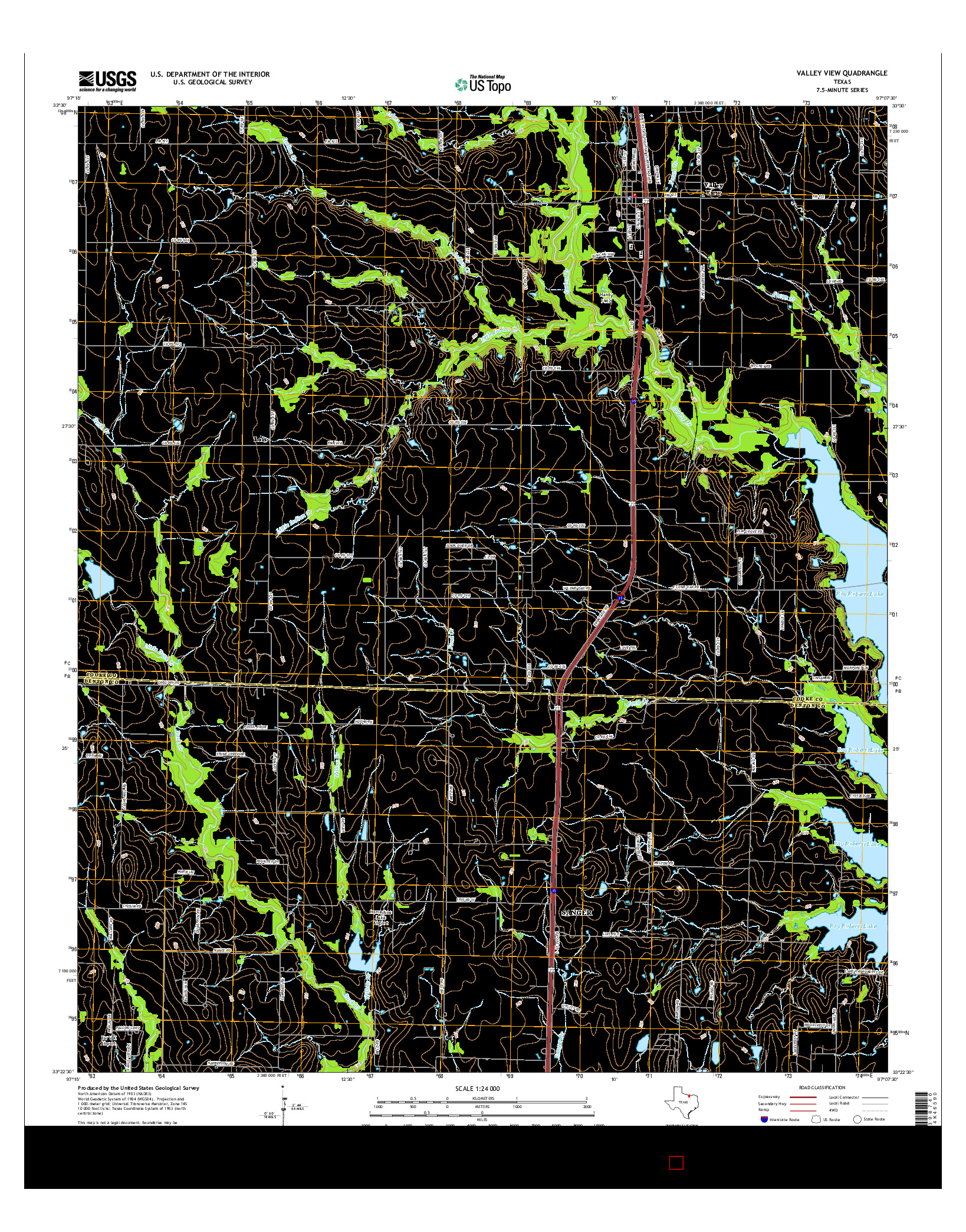 USGS US TOPO 7.5-MINUTE MAP FOR VALLEY VIEW, TX 2016