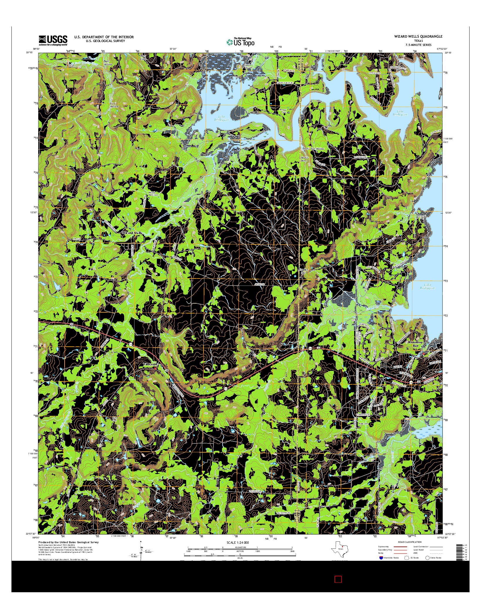 USGS US TOPO 7.5-MINUTE MAP FOR WIZARD WELLS, TX 2016