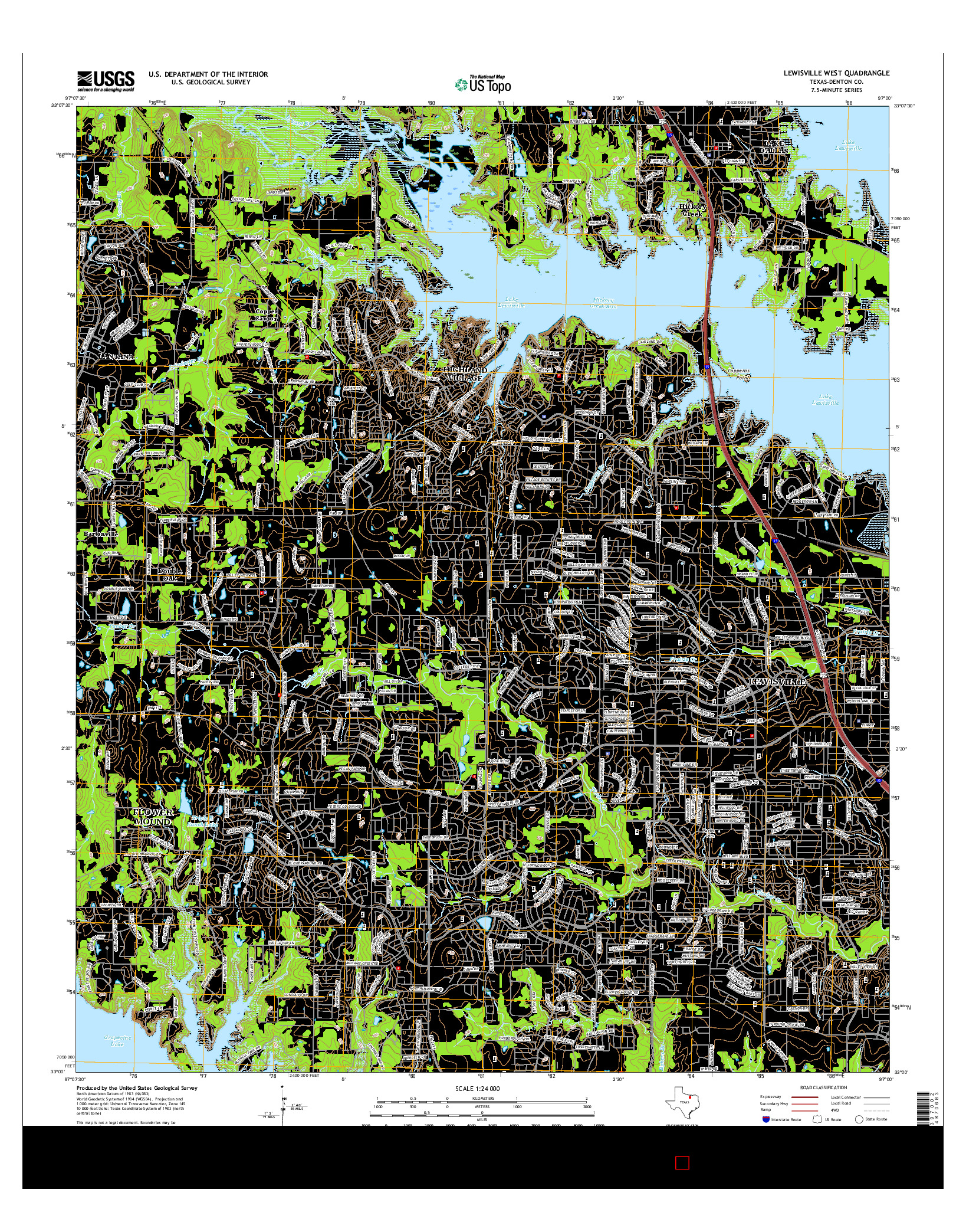 USGS US TOPO 7.5-MINUTE MAP FOR LEWISVILLE WEST, TX 2016