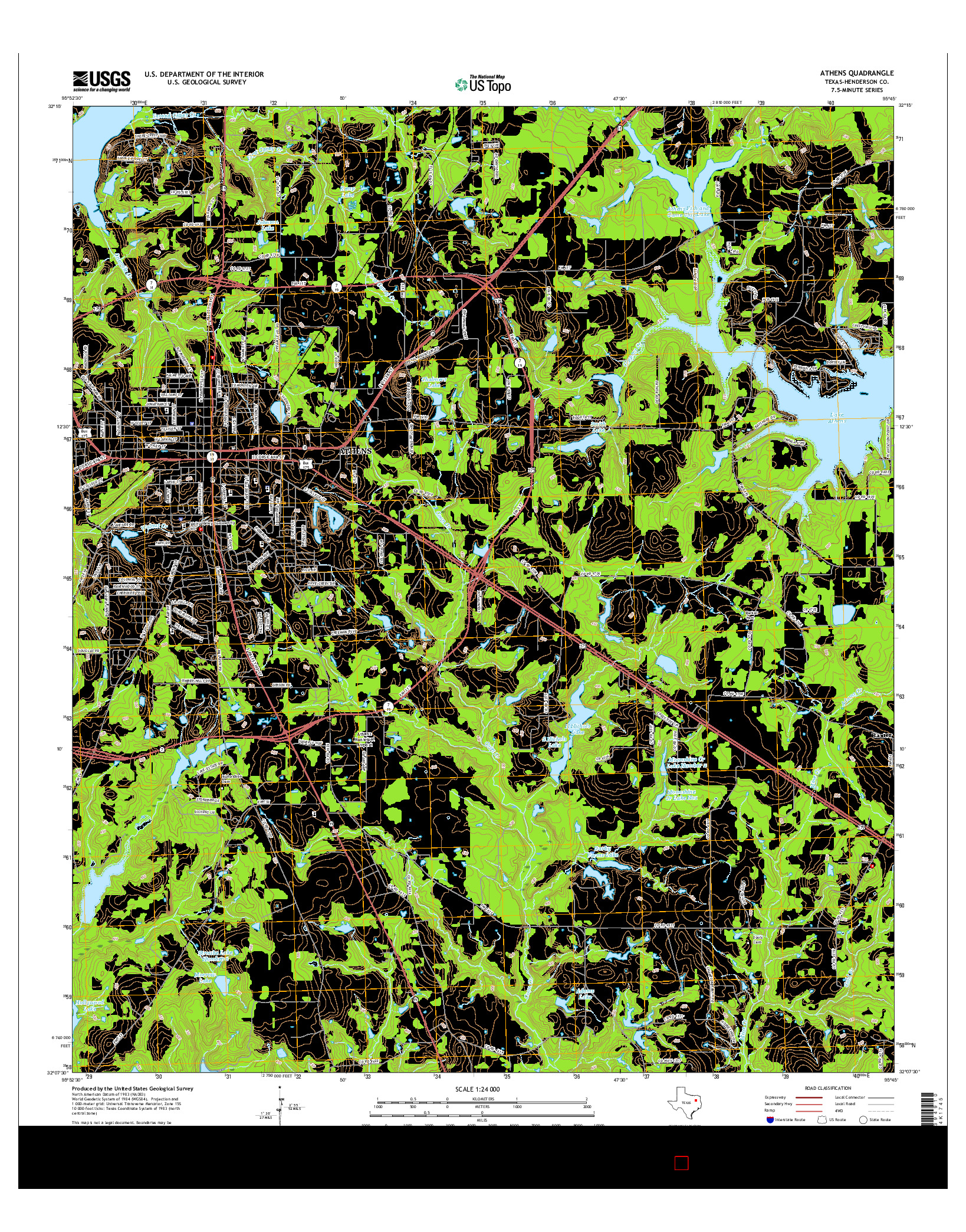 USGS US TOPO 7.5-MINUTE MAP FOR ATHENS, TX 2016