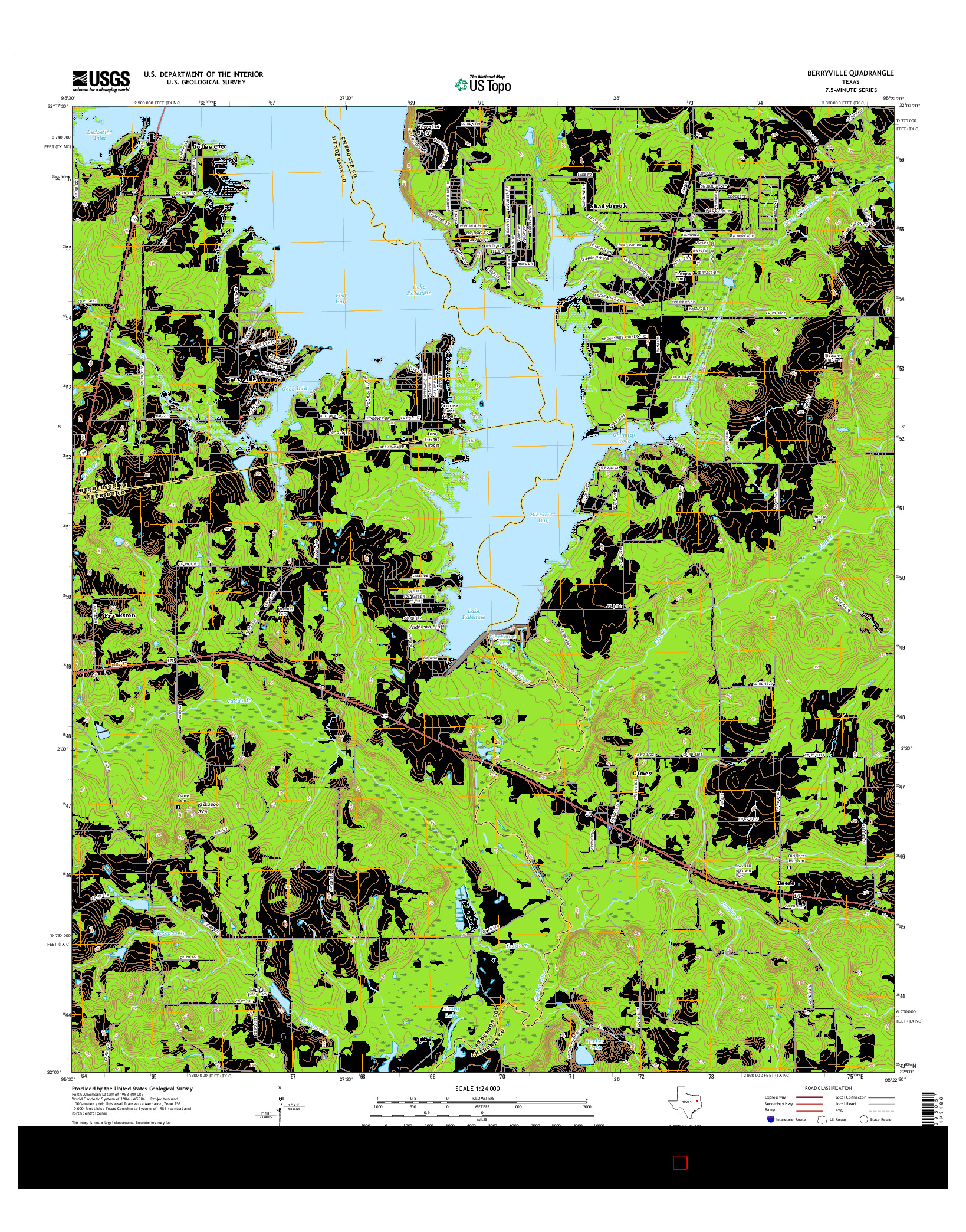 USGS US TOPO 7.5-MINUTE MAP FOR BERRYVILLE, TX 2016