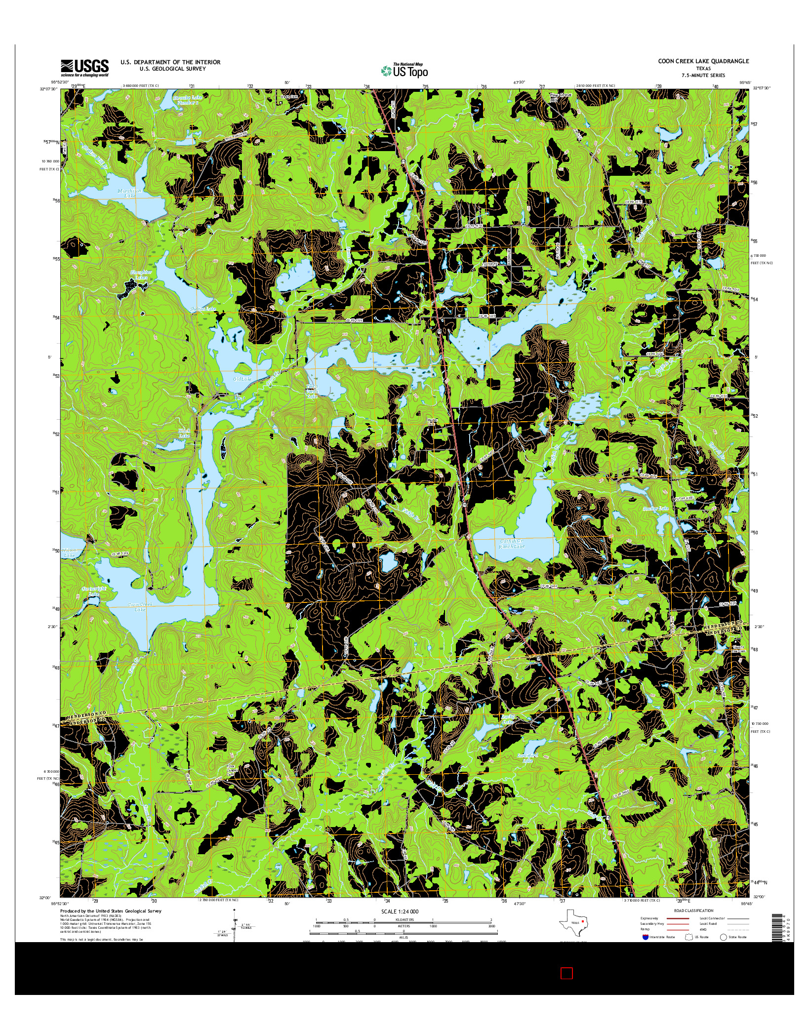 USGS US TOPO 7.5-MINUTE MAP FOR COON CREEK LAKE, TX 2016