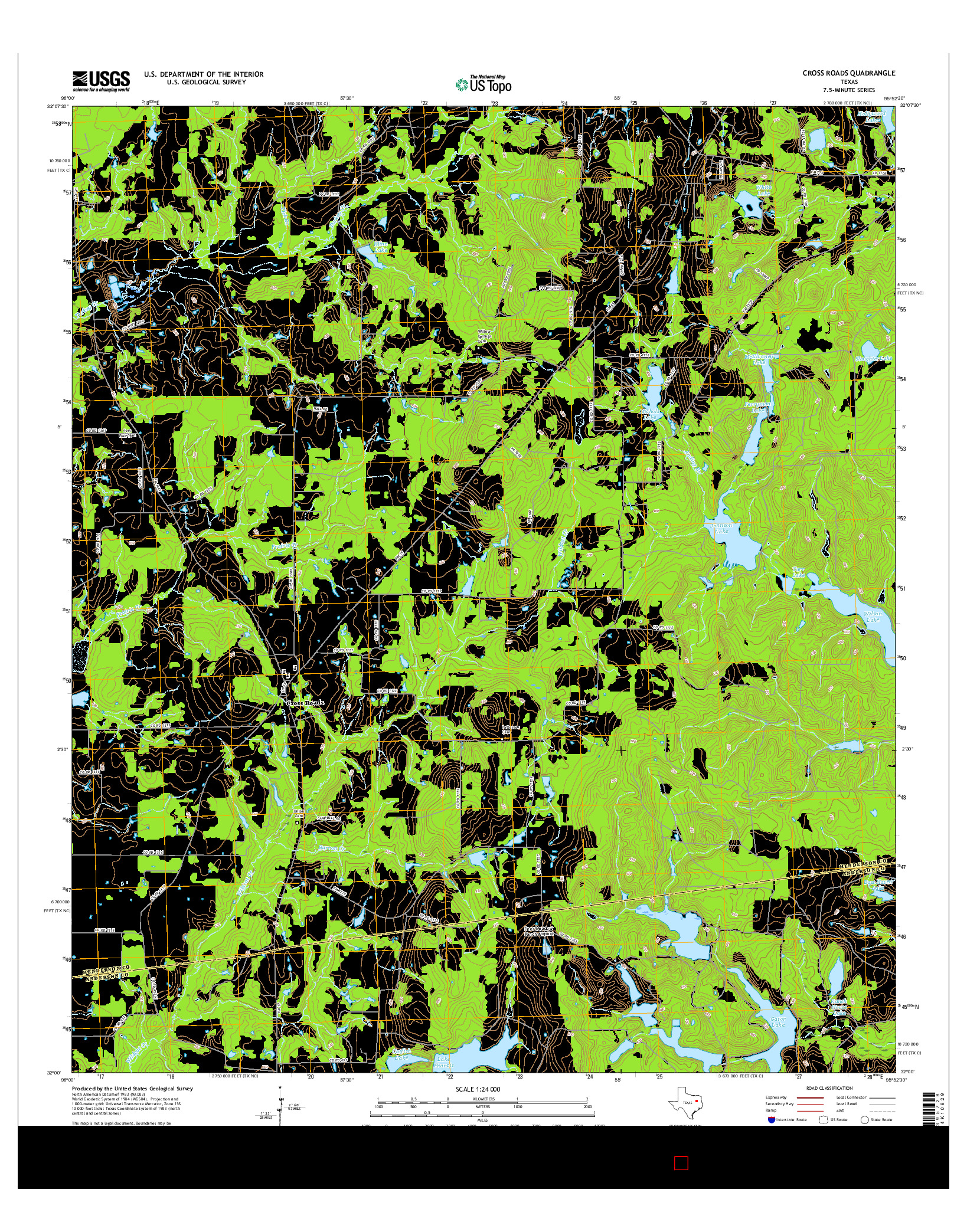 USGS US TOPO 7.5-MINUTE MAP FOR CROSS ROADS, TX 2016