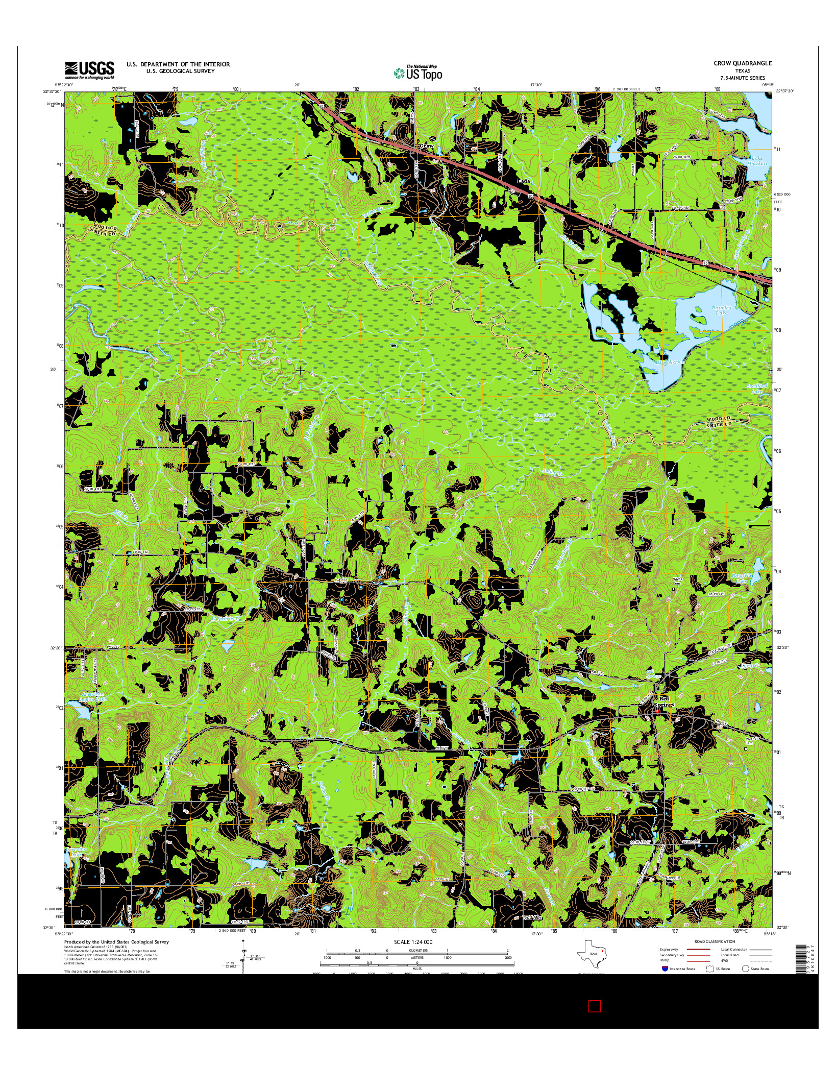 USGS US TOPO 7.5-MINUTE MAP FOR CROW, TX 2016