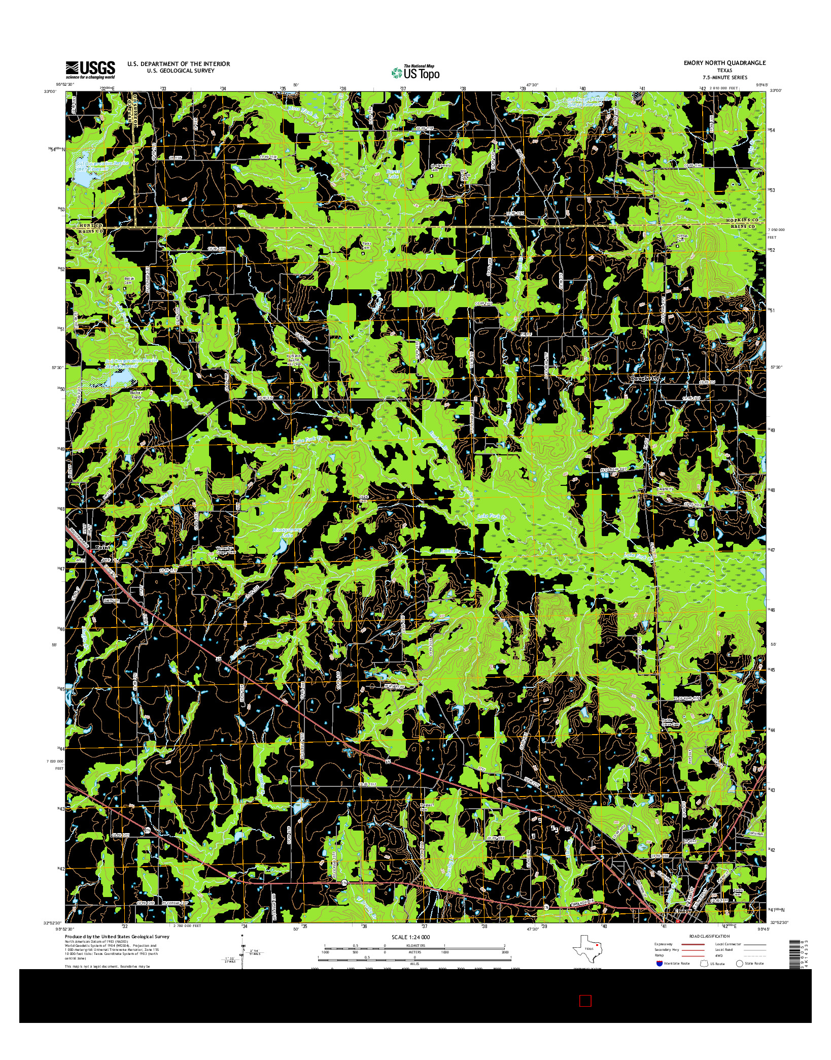 USGS US TOPO 7.5-MINUTE MAP FOR EMORY NORTH, TX 2016