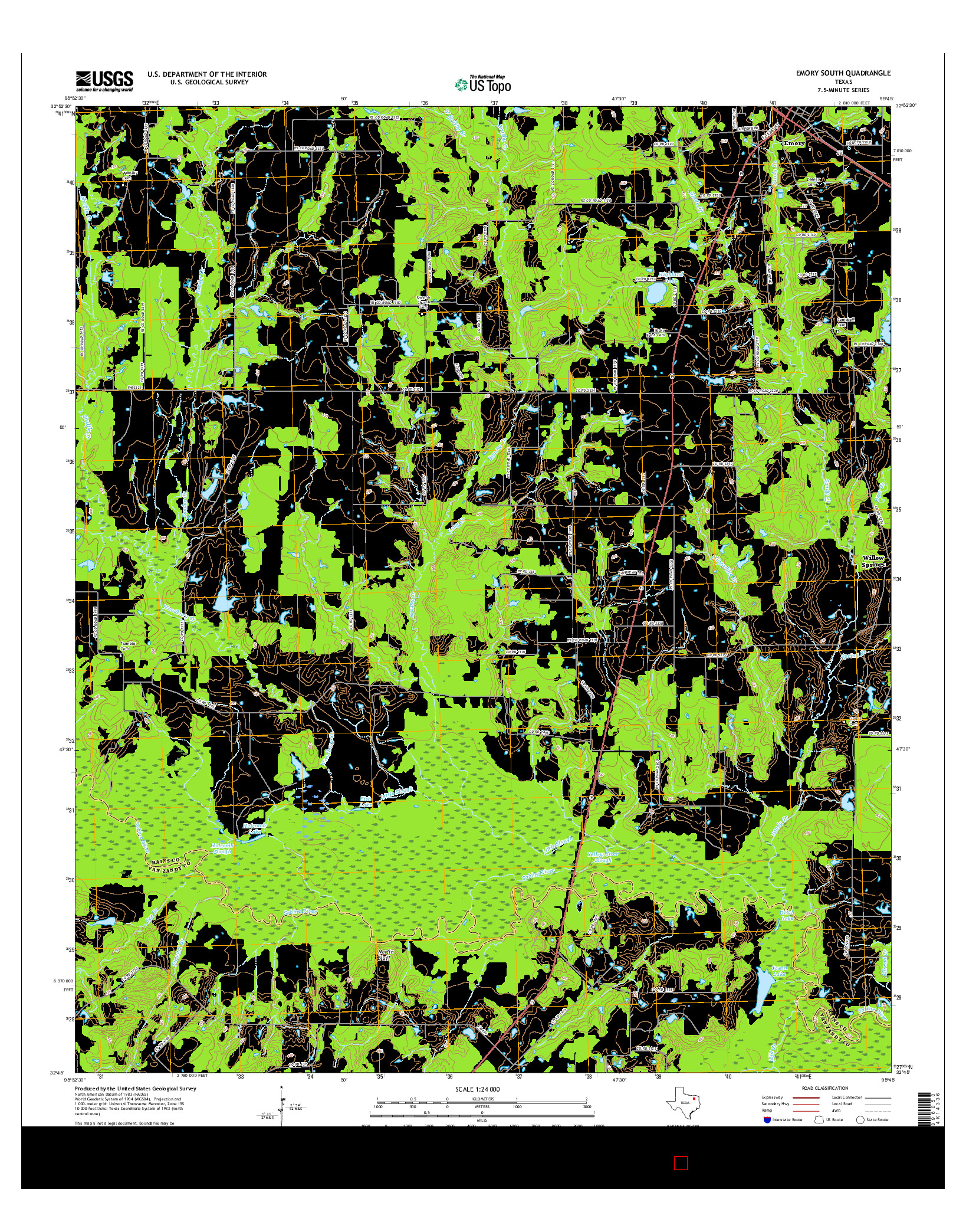 USGS US TOPO 7.5-MINUTE MAP FOR EMORY SOUTH, TX 2016