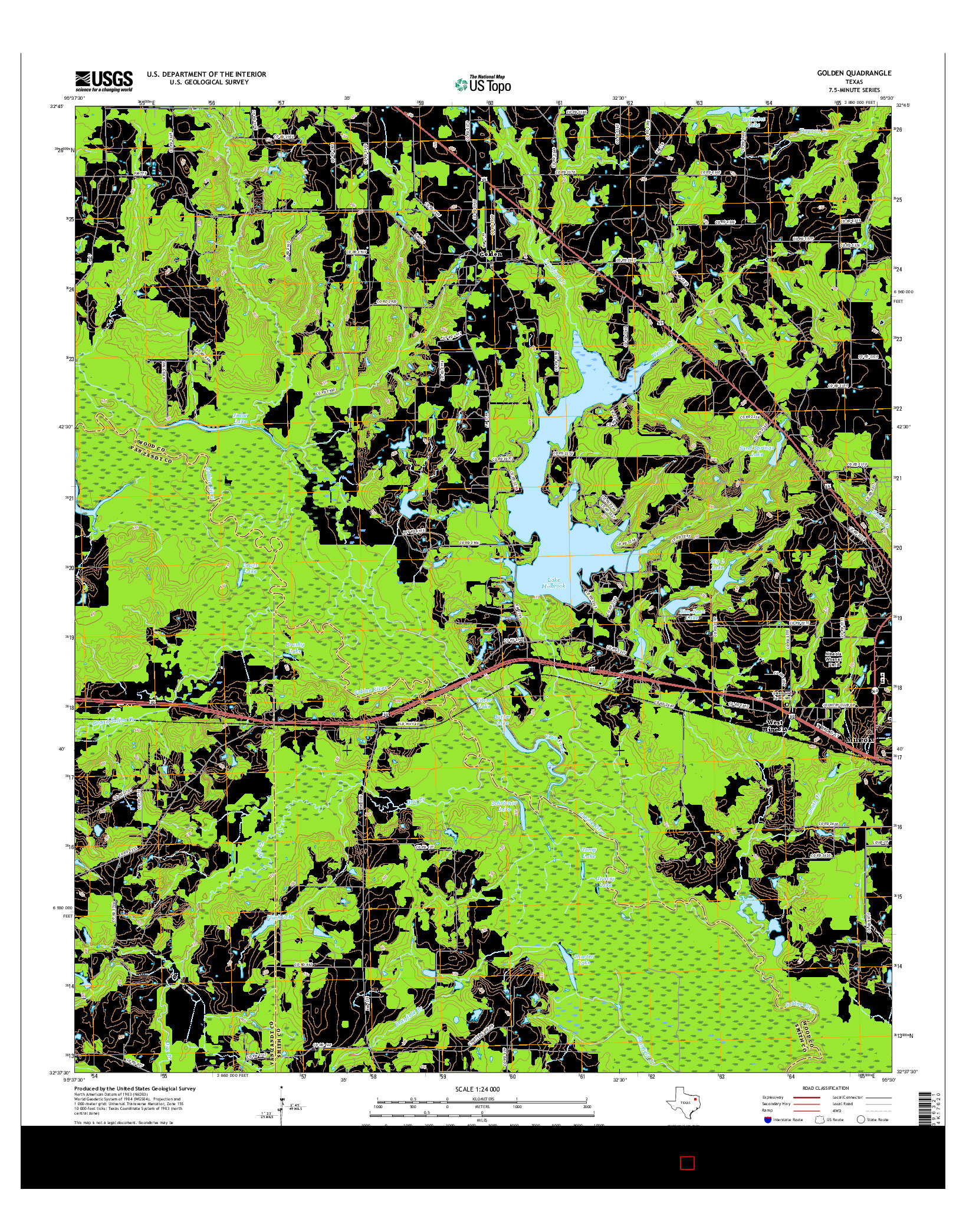 USGS US TOPO 7.5-MINUTE MAP FOR GOLDEN, TX 2016