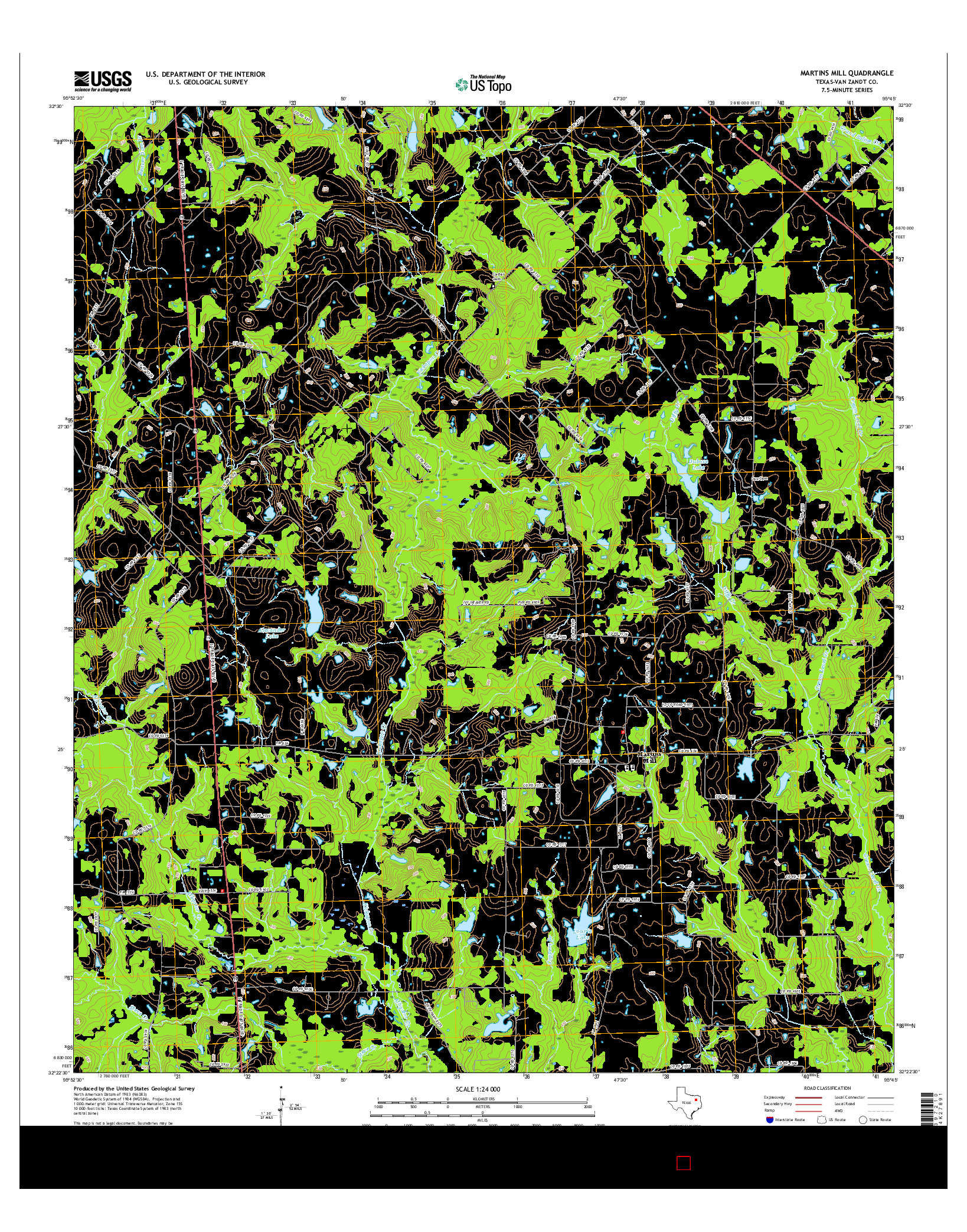 USGS US TOPO 7.5-MINUTE MAP FOR MARTINS MILL, TX 2016