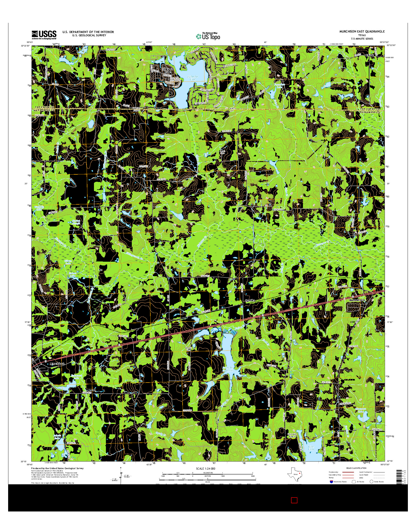 USGS US TOPO 7.5-MINUTE MAP FOR MURCHISON EAST, TX 2016