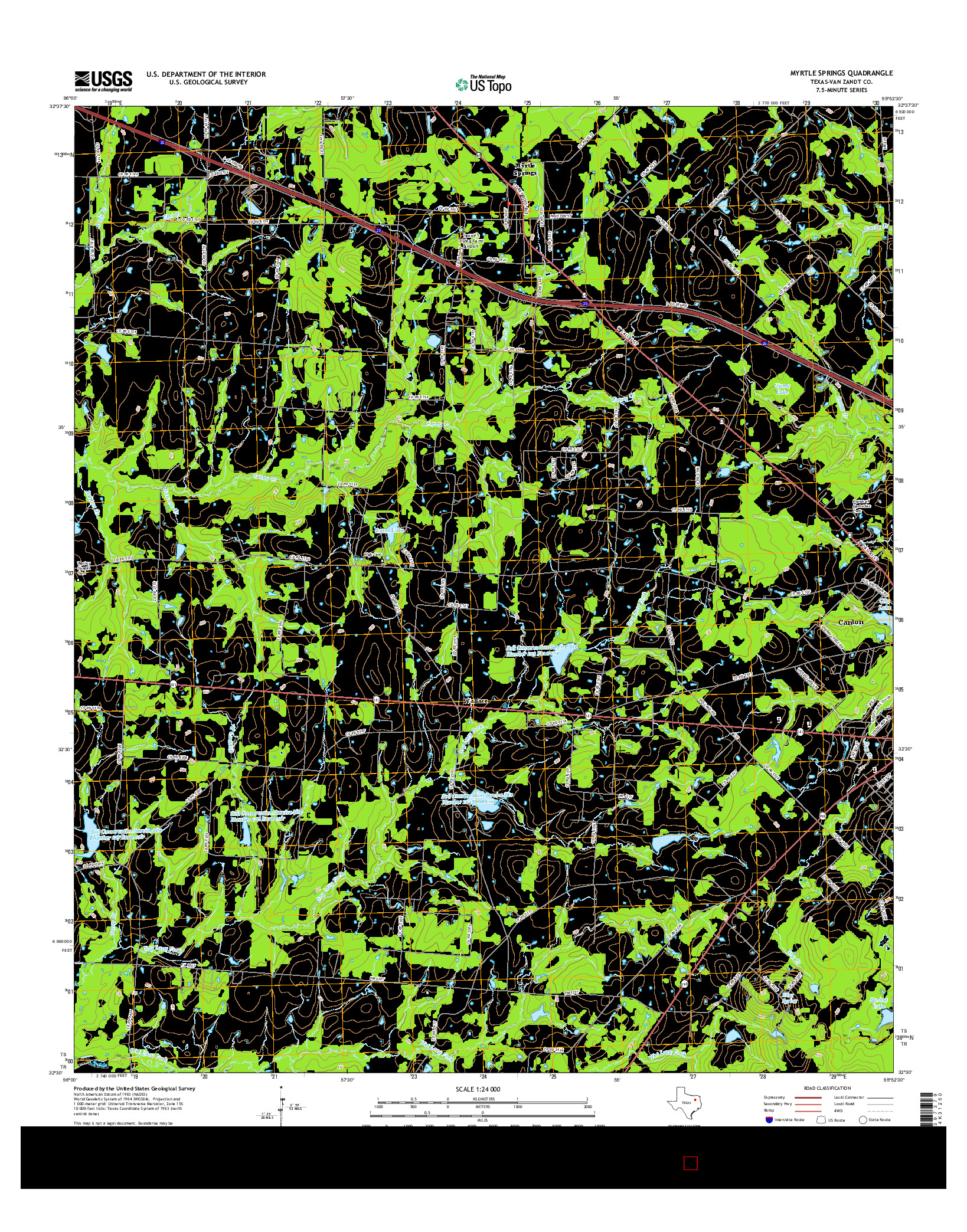 USGS US TOPO 7.5-MINUTE MAP FOR MYRTLE SPRINGS, TX 2016