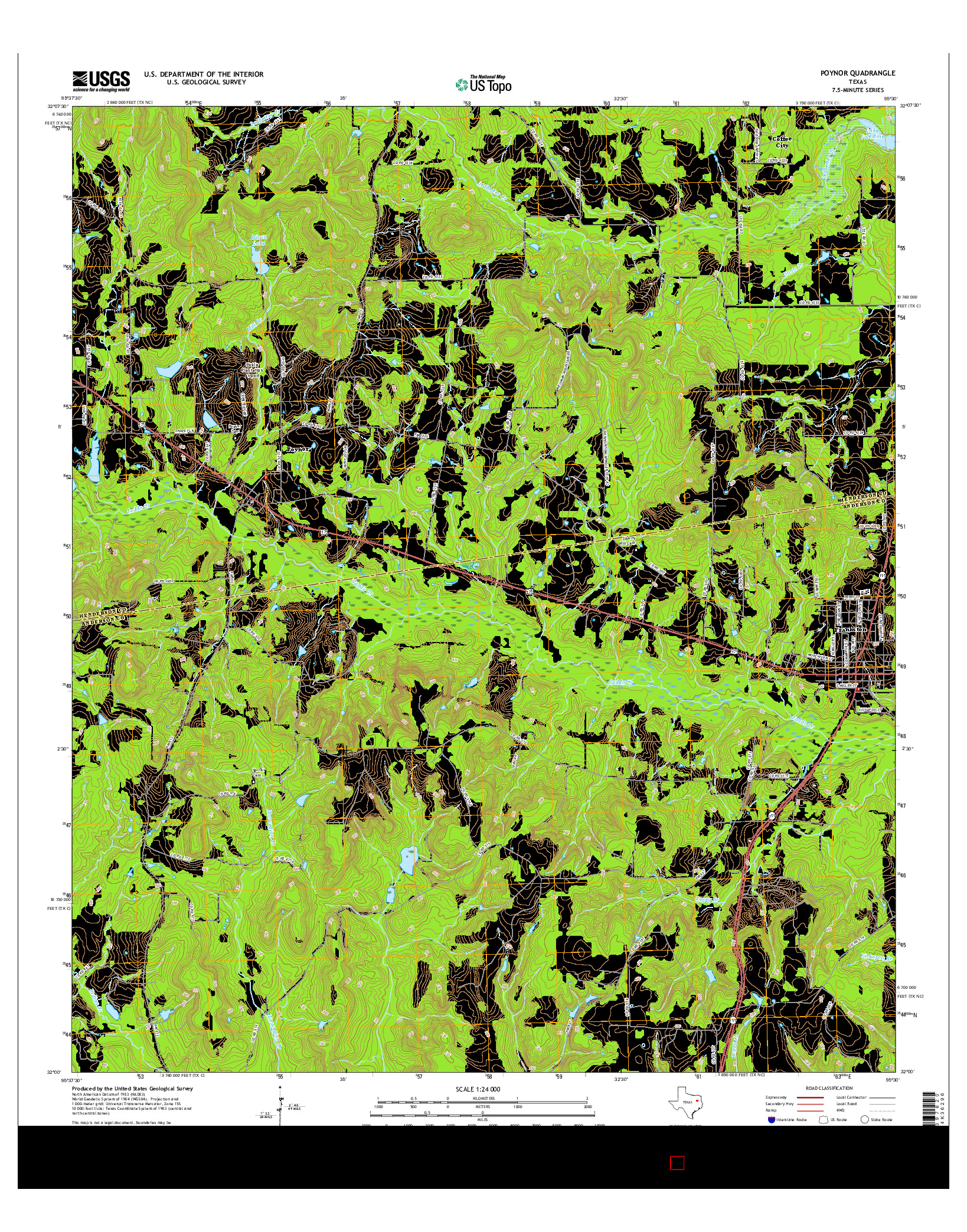 USGS US TOPO 7.5-MINUTE MAP FOR POYNOR, TX 2016