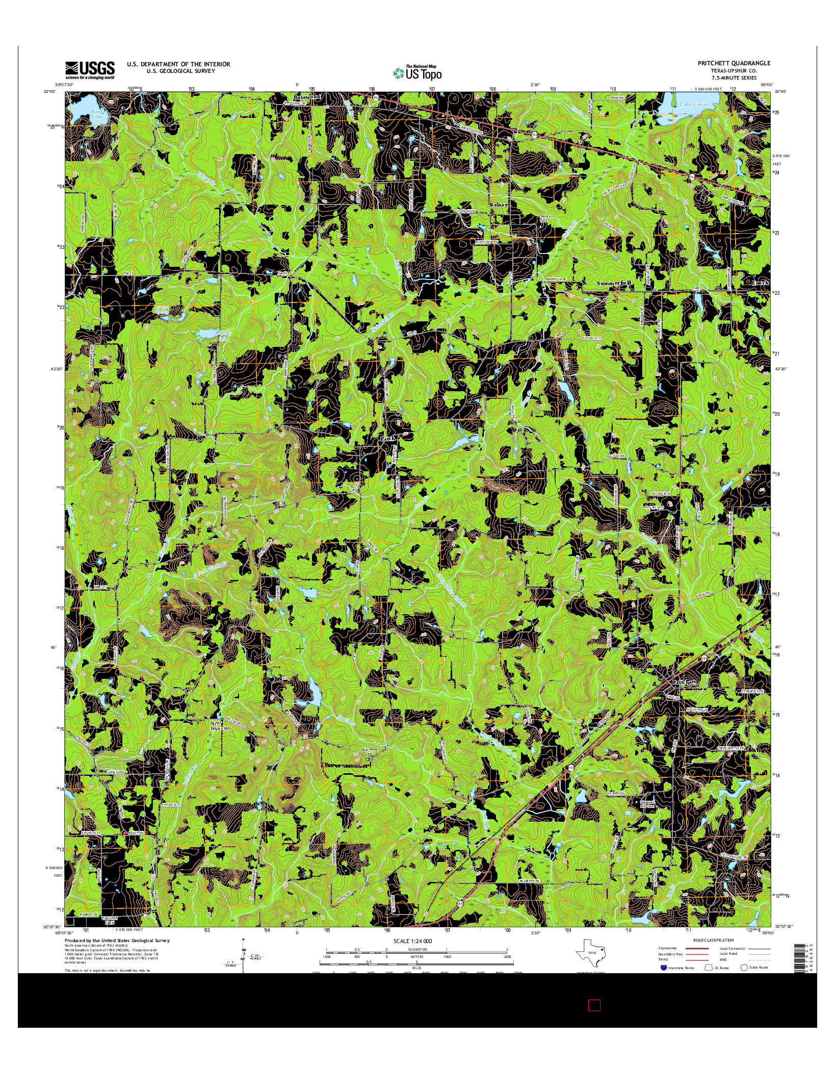 USGS US TOPO 7.5-MINUTE MAP FOR PRITCHETT, TX 2016