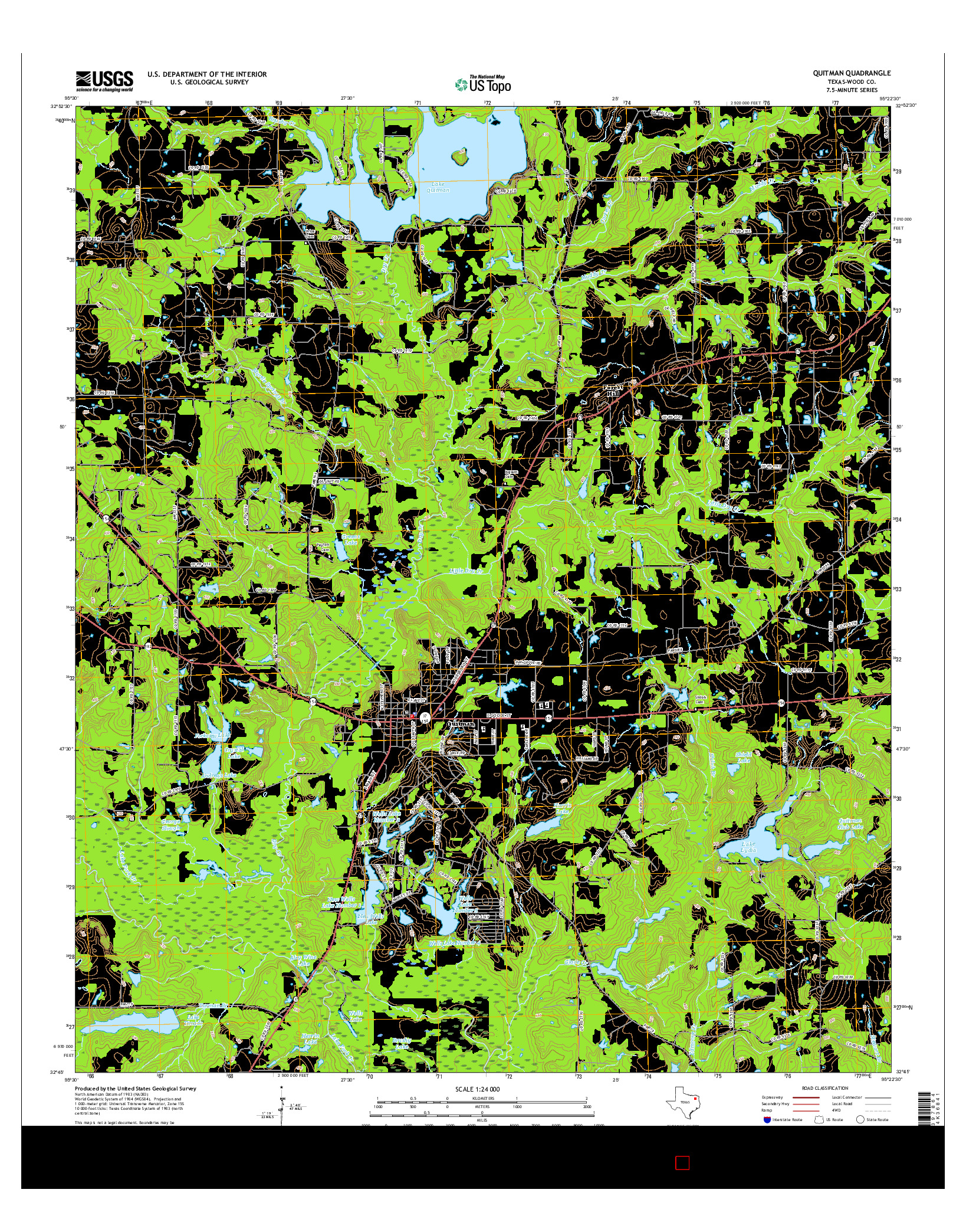 USGS US TOPO 7.5-MINUTE MAP FOR QUITMAN, TX 2016