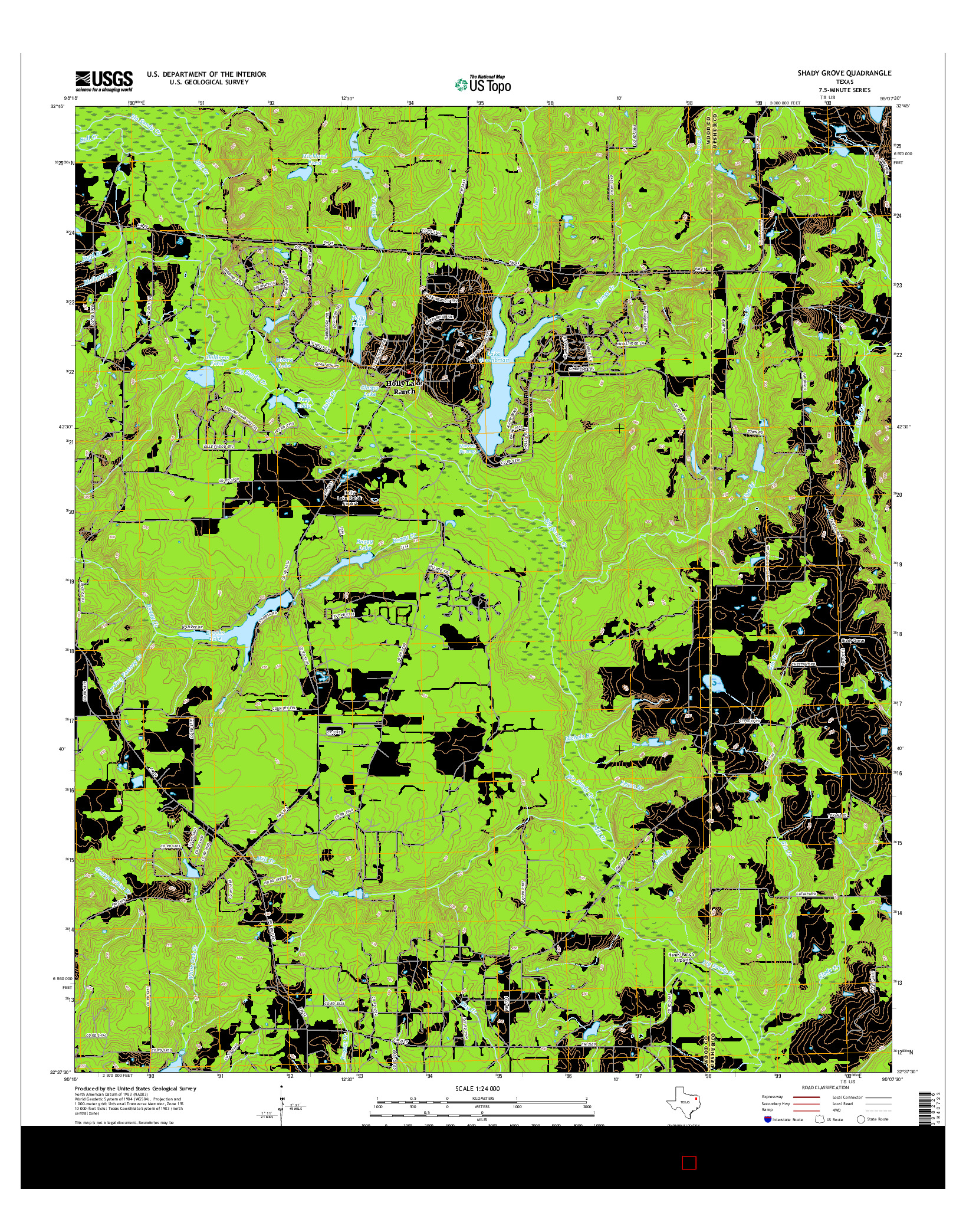 USGS US TOPO 7.5-MINUTE MAP FOR SHADY GROVE, TX 2016