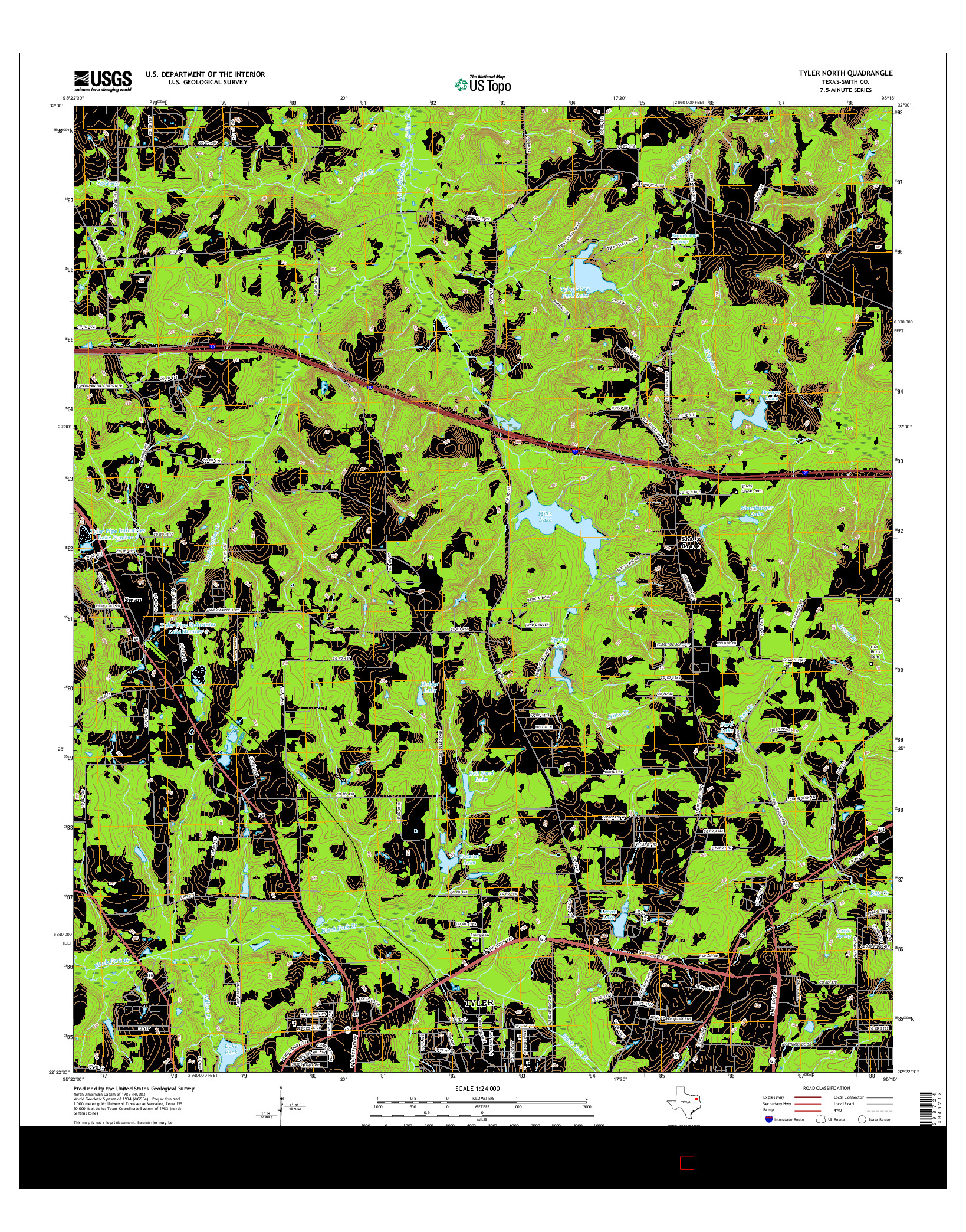 USGS US TOPO 7.5-MINUTE MAP FOR TYLER NORTH, TX 2016