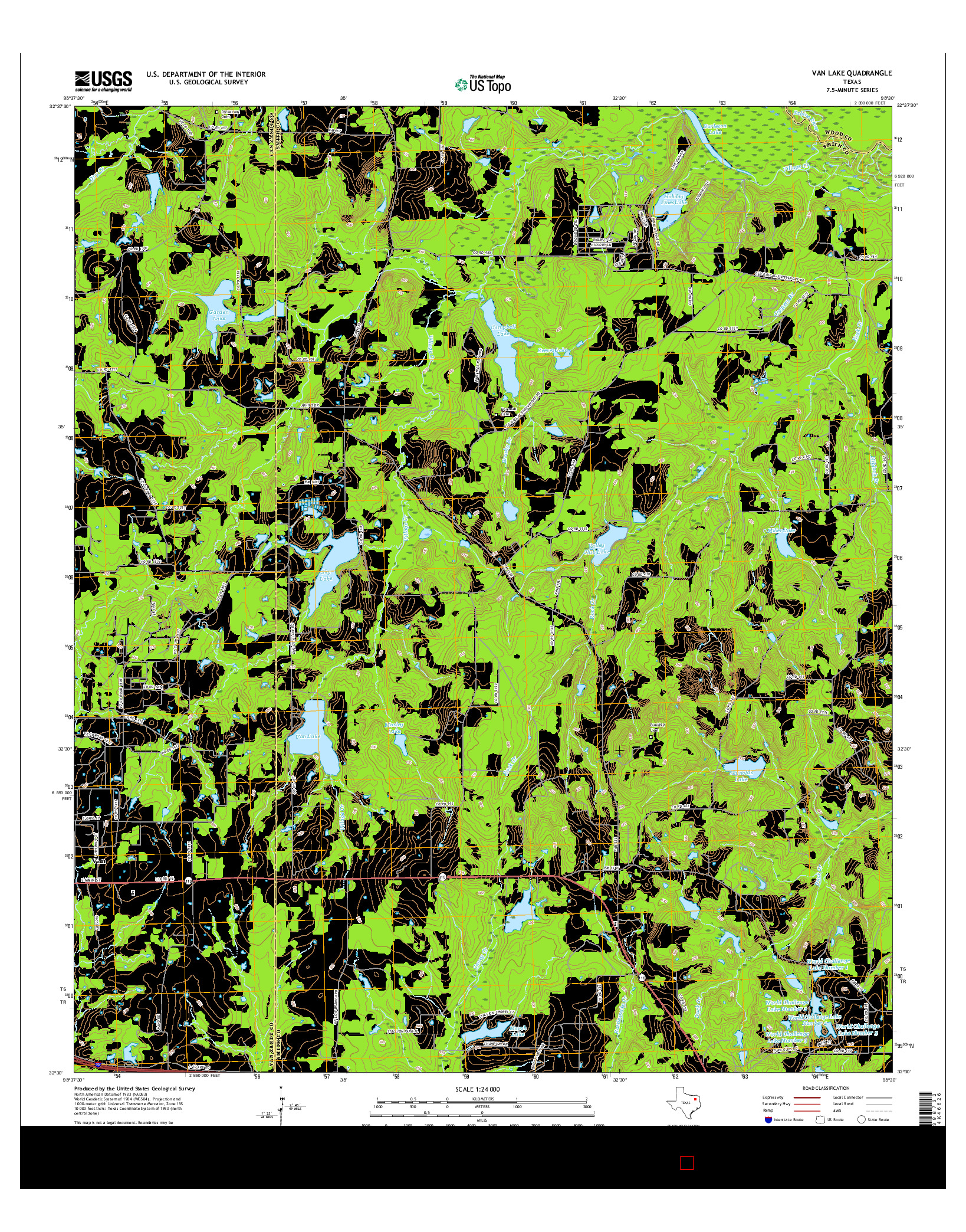 USGS US TOPO 7.5-MINUTE MAP FOR VAN LAKE, TX 2016