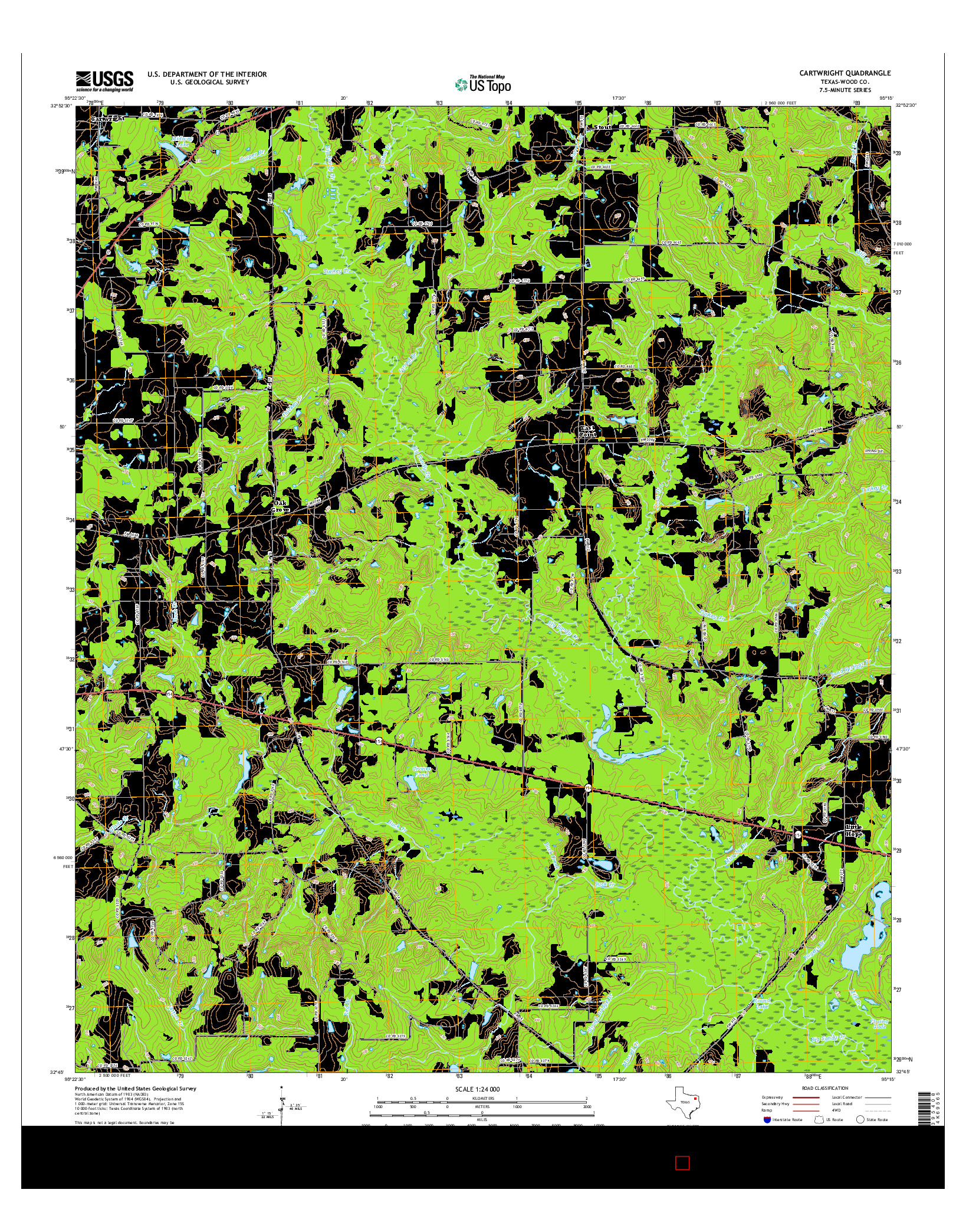 USGS US TOPO 7.5-MINUTE MAP FOR CARTWRIGHT, TX 2016