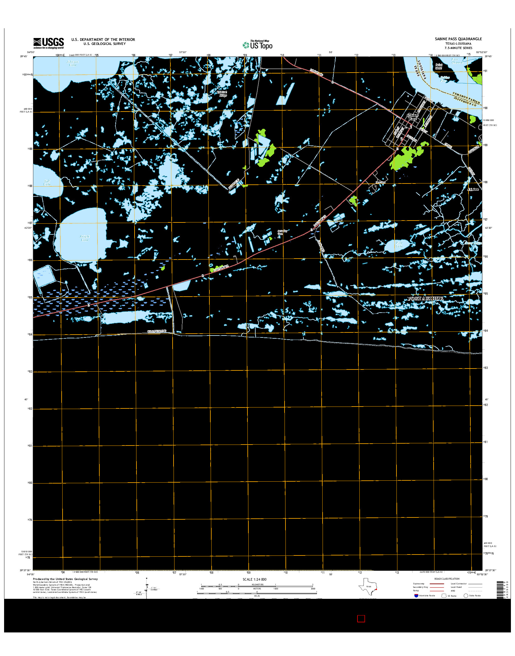 USGS US TOPO 7.5-MINUTE MAP FOR SABINE PASS, TX-LA 2016