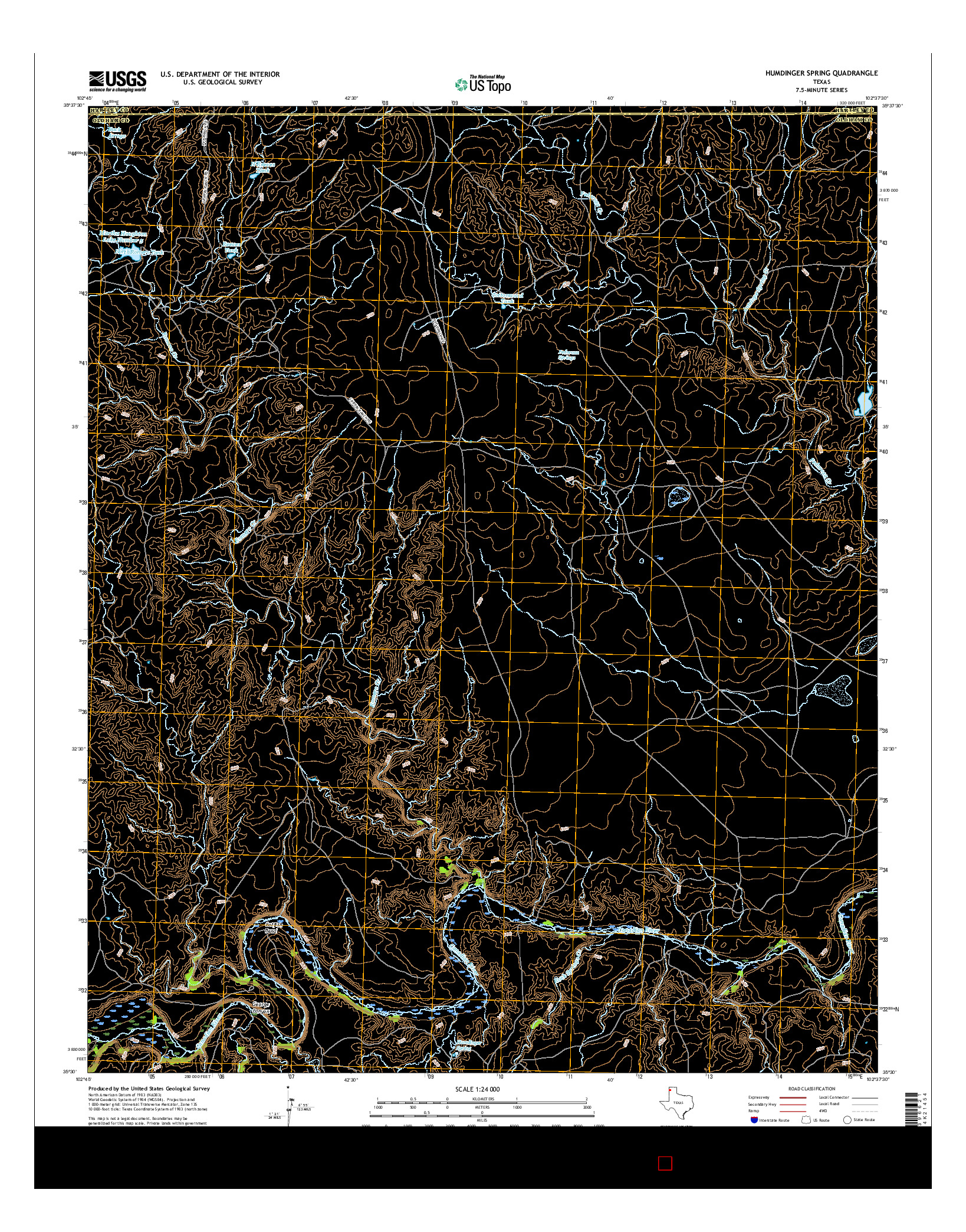 USGS US TOPO 7.5-MINUTE MAP FOR HUMDINGER SPRING, TX 2016