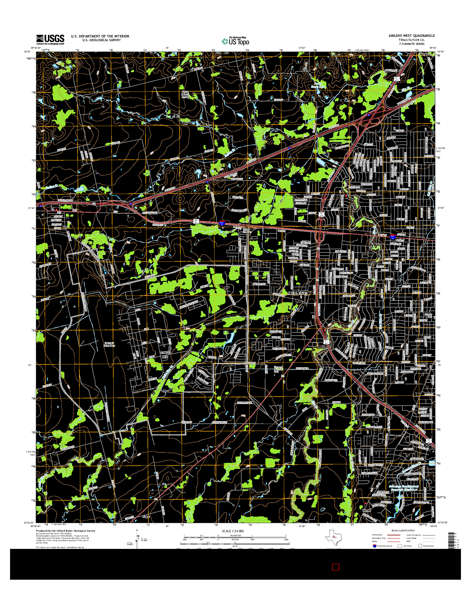 USGS US TOPO 7.5-MINUTE MAP FOR ABILENE WEST, TX 2016