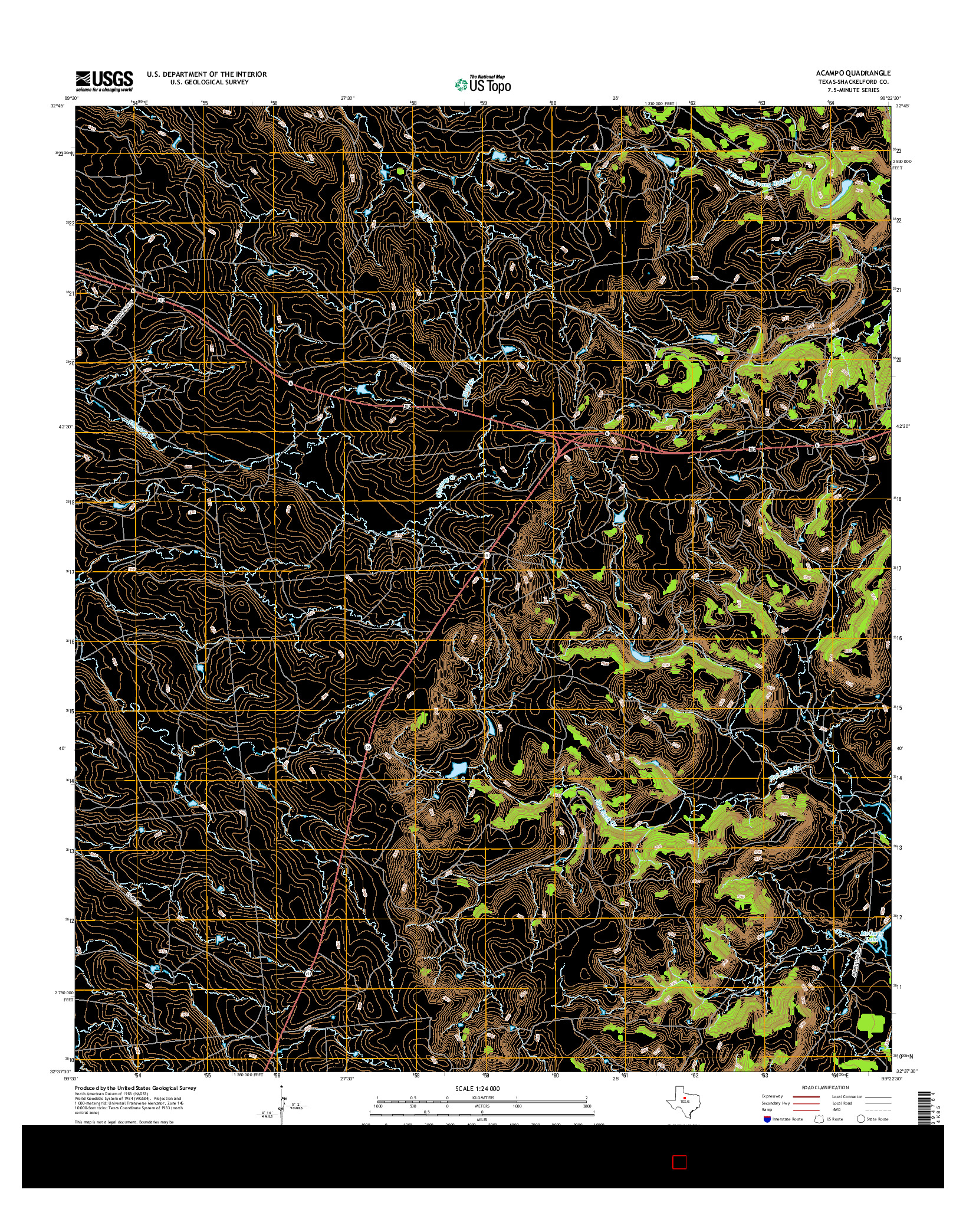 USGS US TOPO 7.5-MINUTE MAP FOR ACAMPO, TX 2016