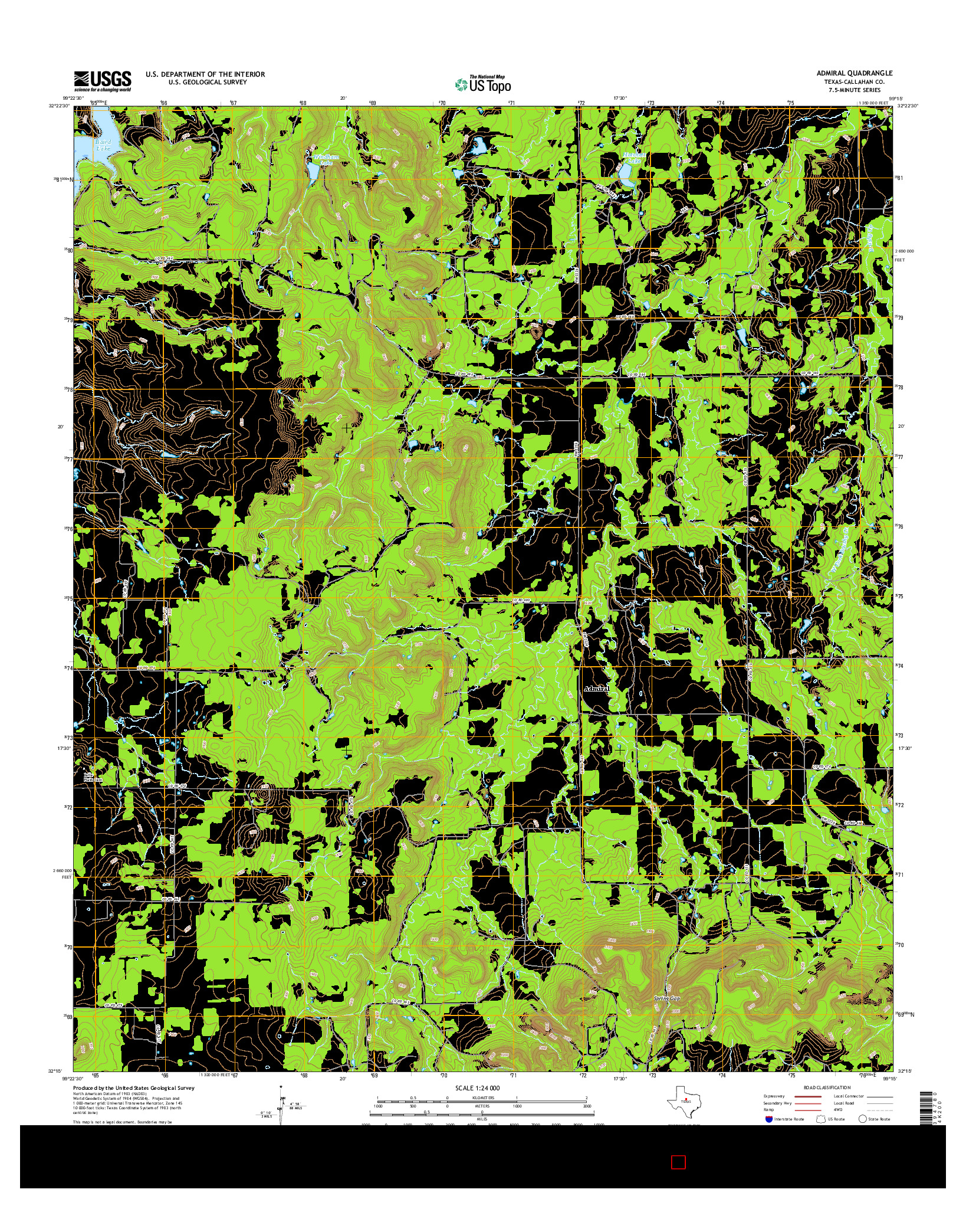 USGS US TOPO 7.5-MINUTE MAP FOR ADMIRAL, TX 2016