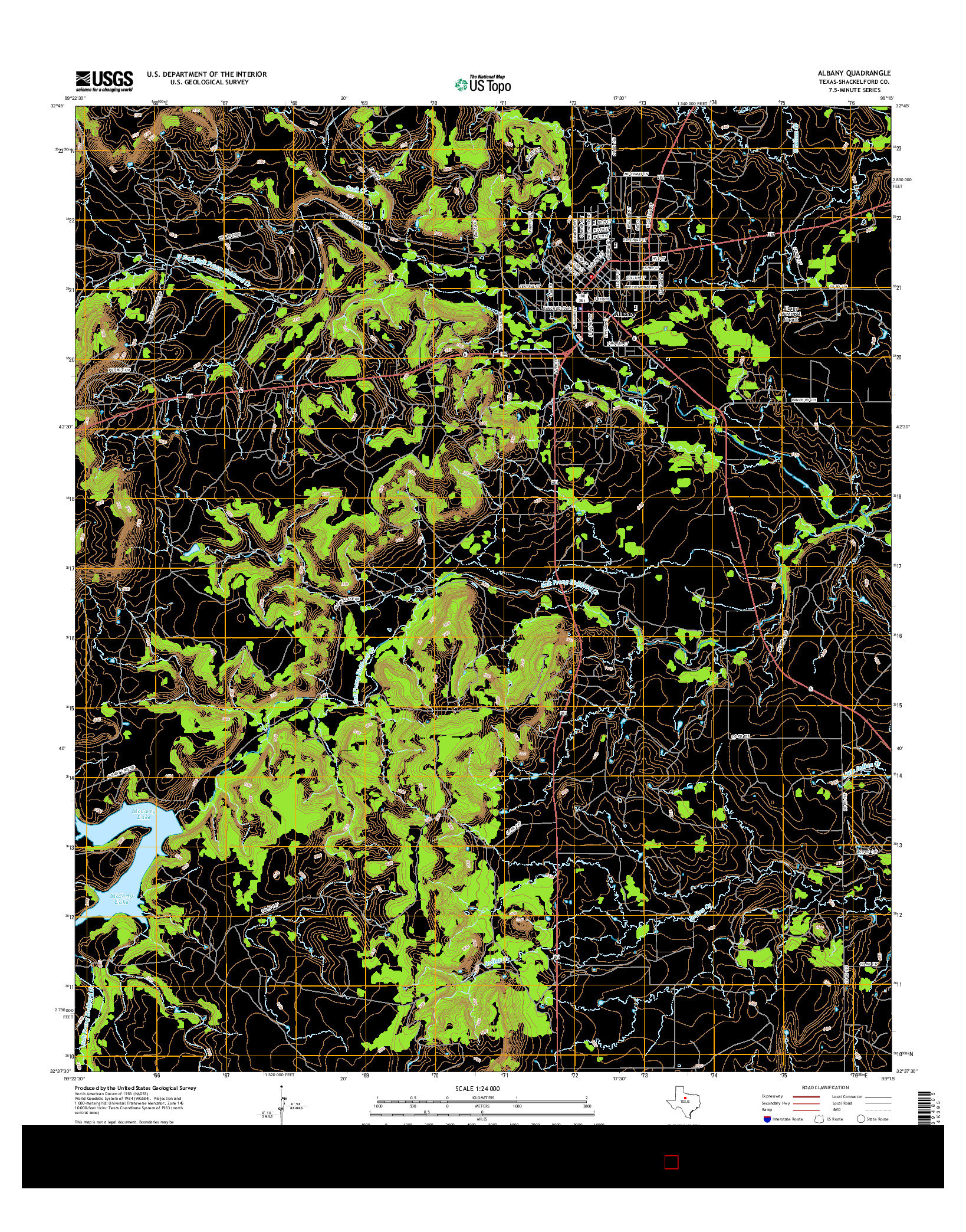 USGS US TOPO 7.5-MINUTE MAP FOR ALBANY, TX 2016