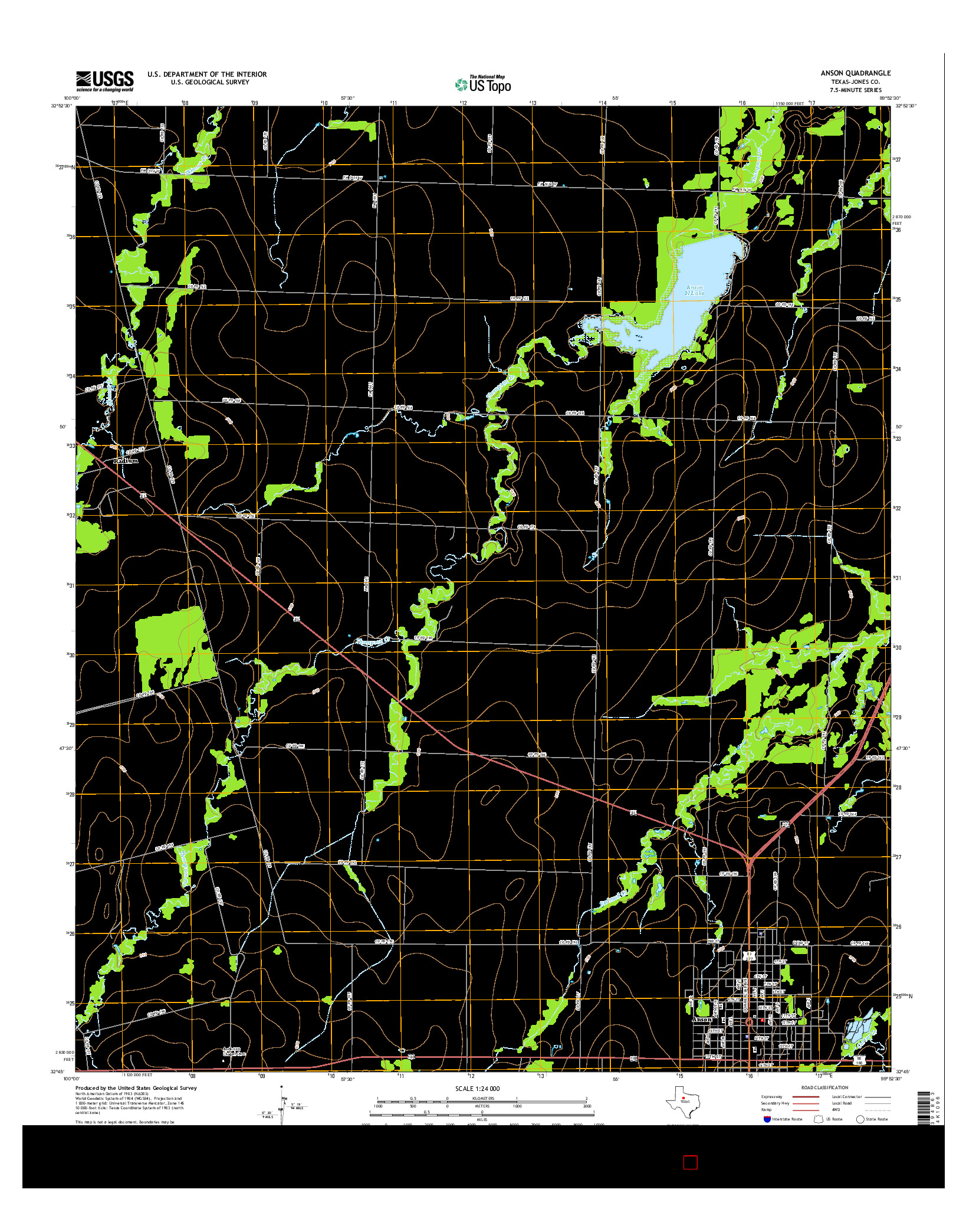 USGS US TOPO 7.5-MINUTE MAP FOR ANSON, TX 2016