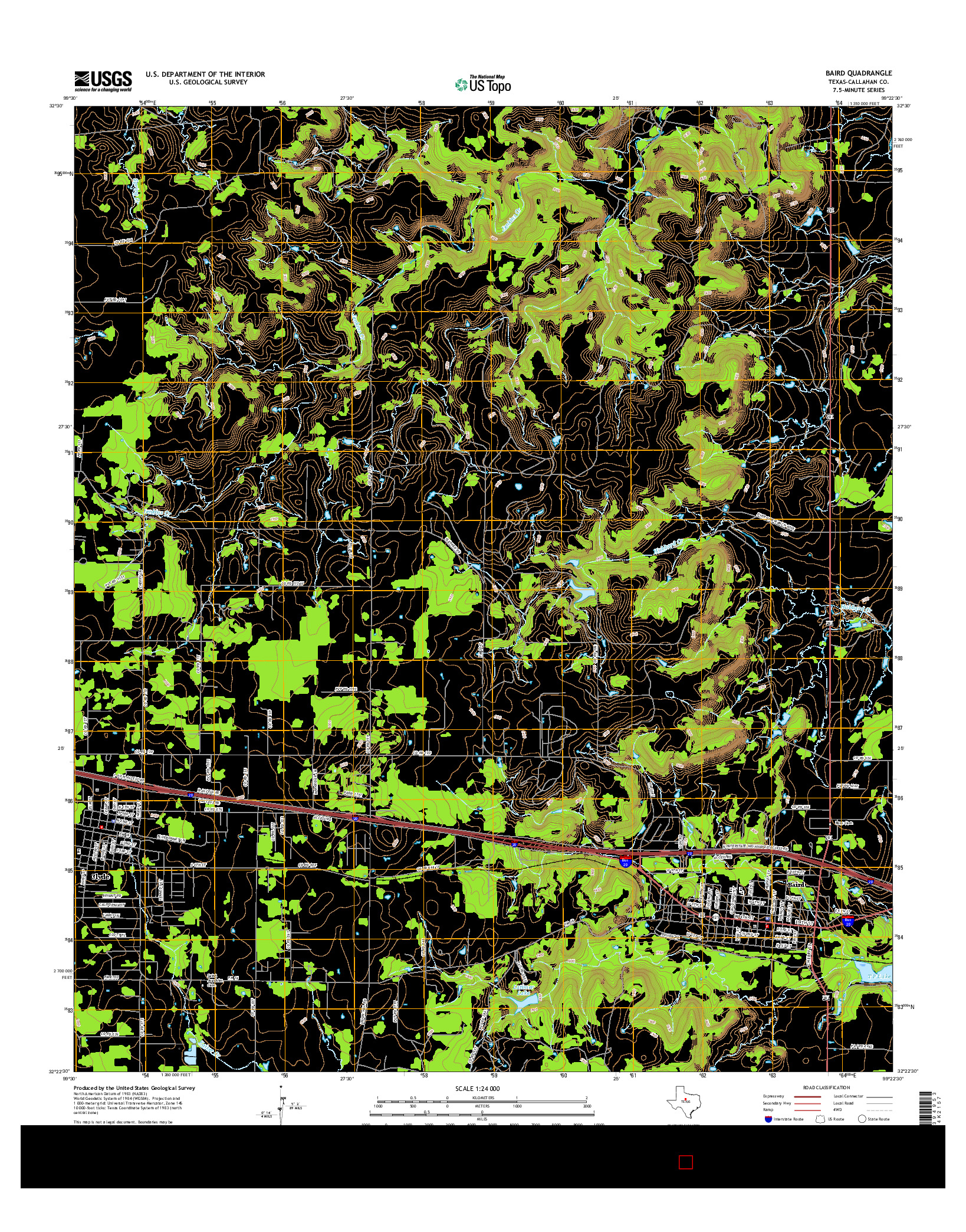 USGS US TOPO 7.5-MINUTE MAP FOR BAIRD, TX 2016