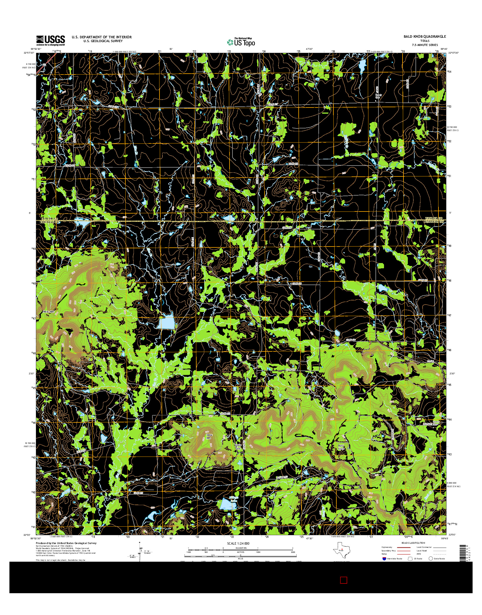 USGS US TOPO 7.5-MINUTE MAP FOR BALD KNOB, TX 2016